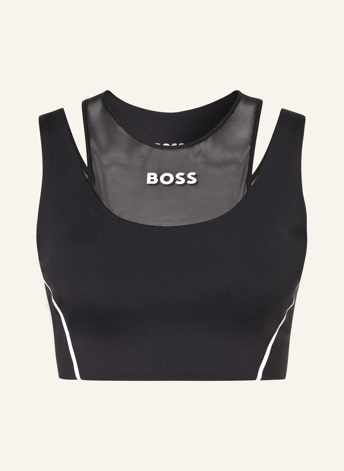 BOSS Sport-BH EKADEN mit Mesh: SCHWARZ / WEISS