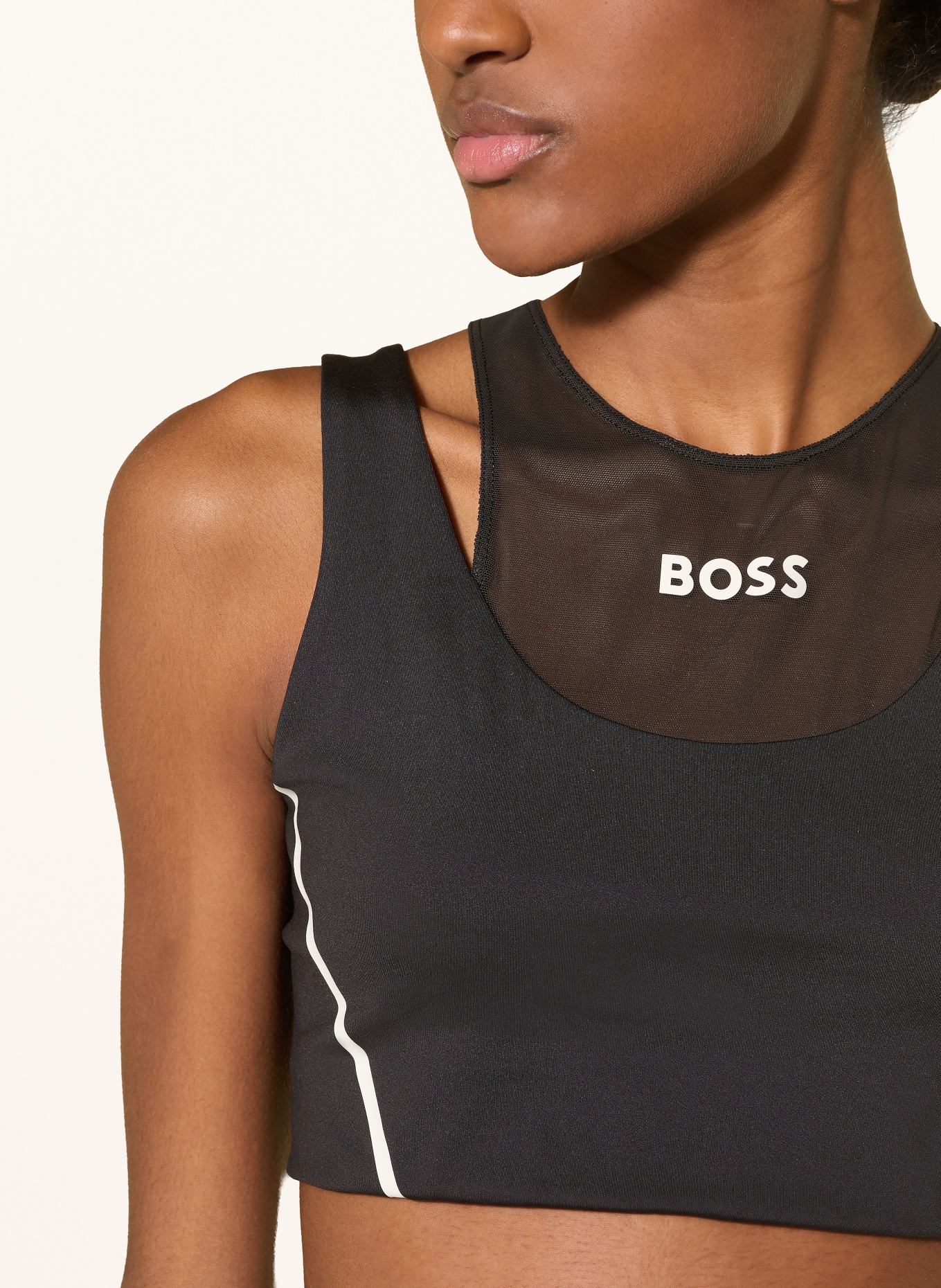 BOSS Sport-BH EKADEN mit Mesh: SCHWARZ / WEISS