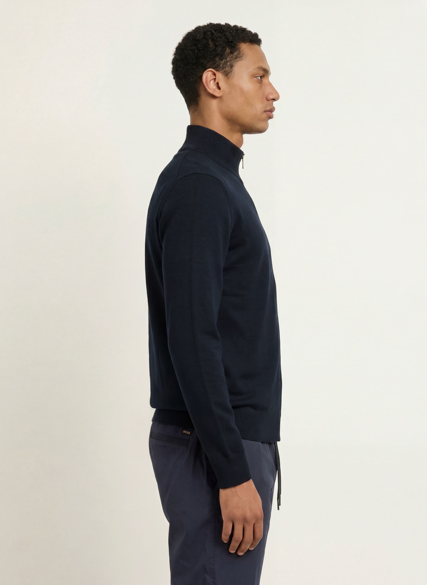 BOSS Strickjacke KANOZIP: DUNKELBLAU
