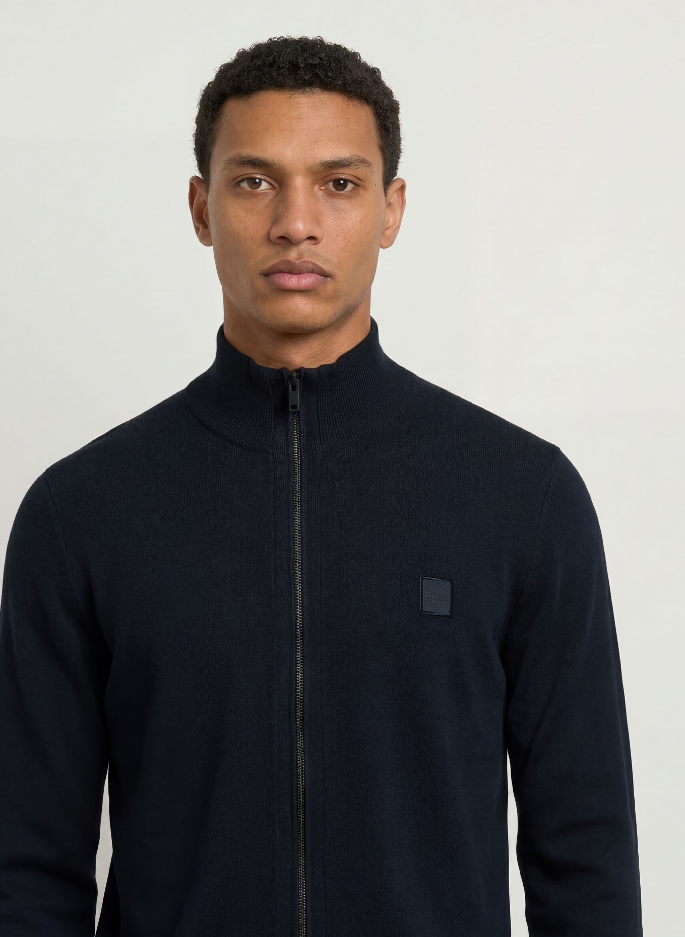 BOSS Strickjacke KANOZIP: DUNKELBLAU