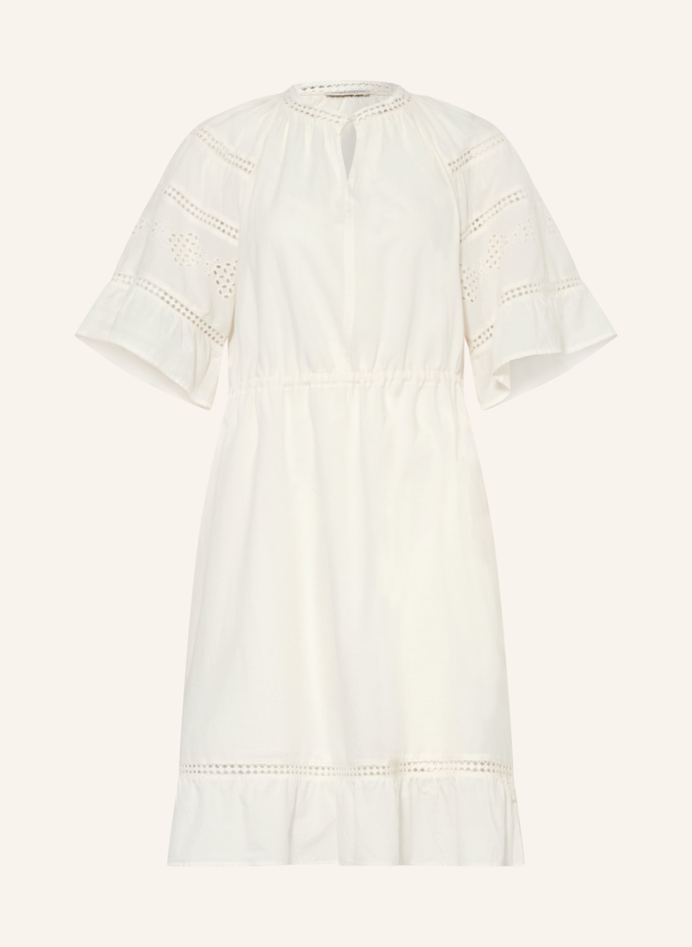 Marc O'Polo Kleid mit Lochspitze und Rüschen: ECRU