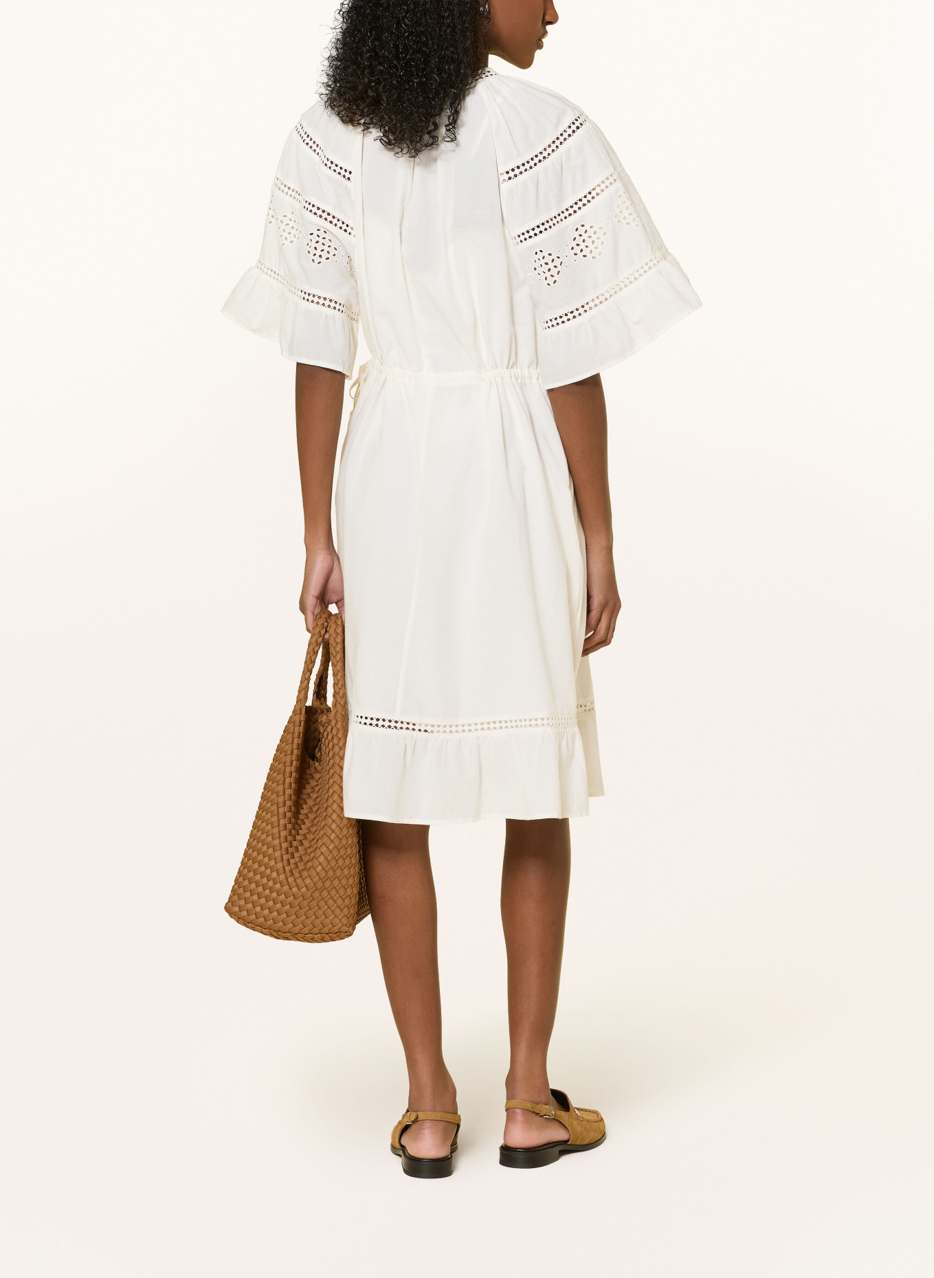 Marc O'Polo Kleid mit Lochspitze und Rüschen: ECRU