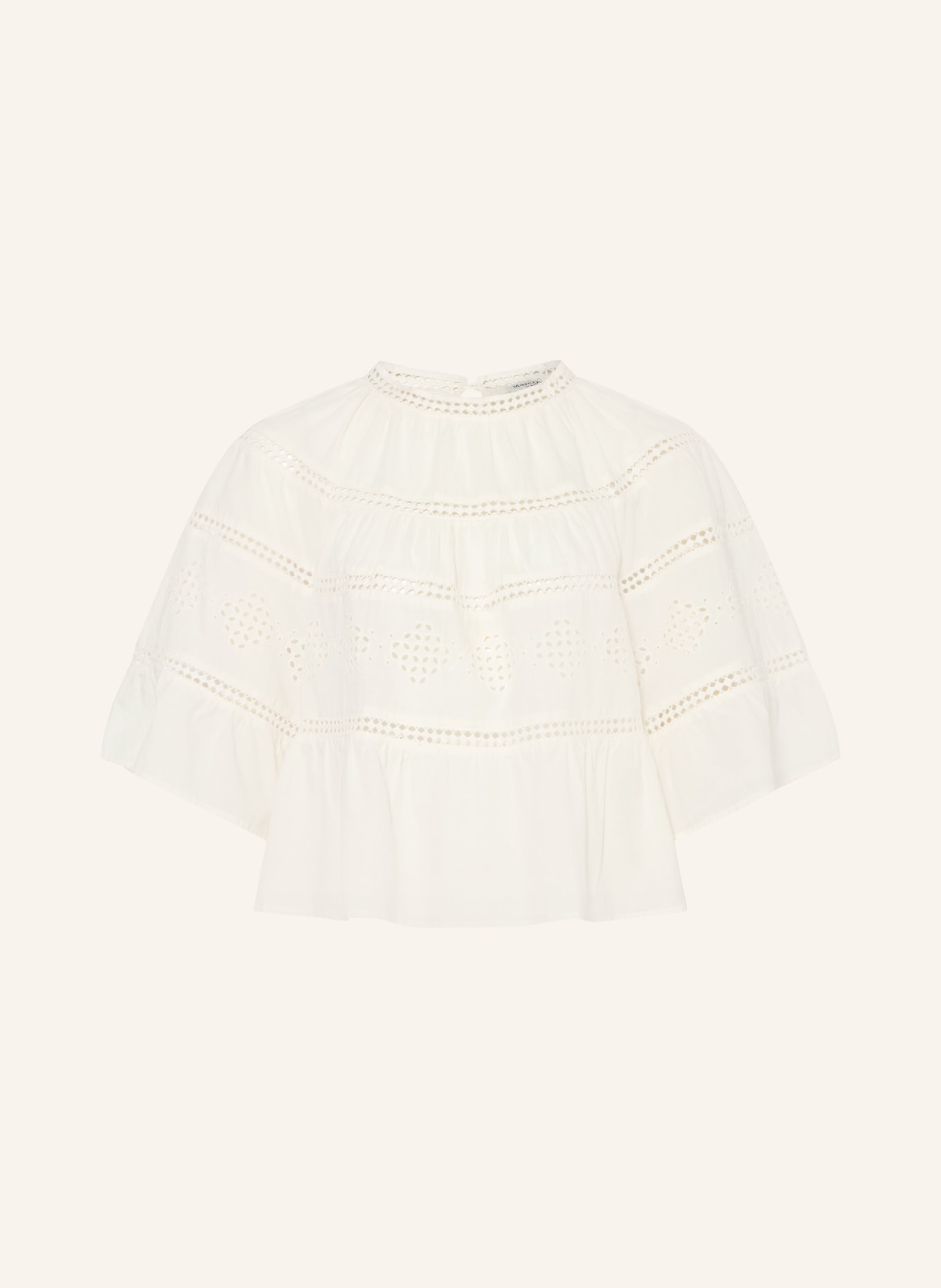 Marc O'Polo Openwork lace blouse with 3/4 sleeves: CREAM