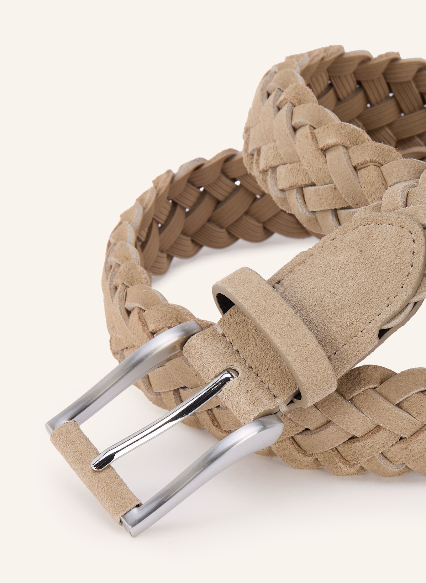 STROKESMAN'S Gevlochten riem: BEIGE / ZILVER