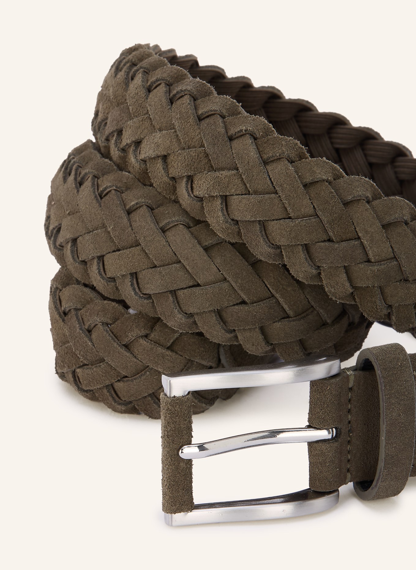 STROKESMAN'S Ceinture tressée: KAKI / ARGENT
