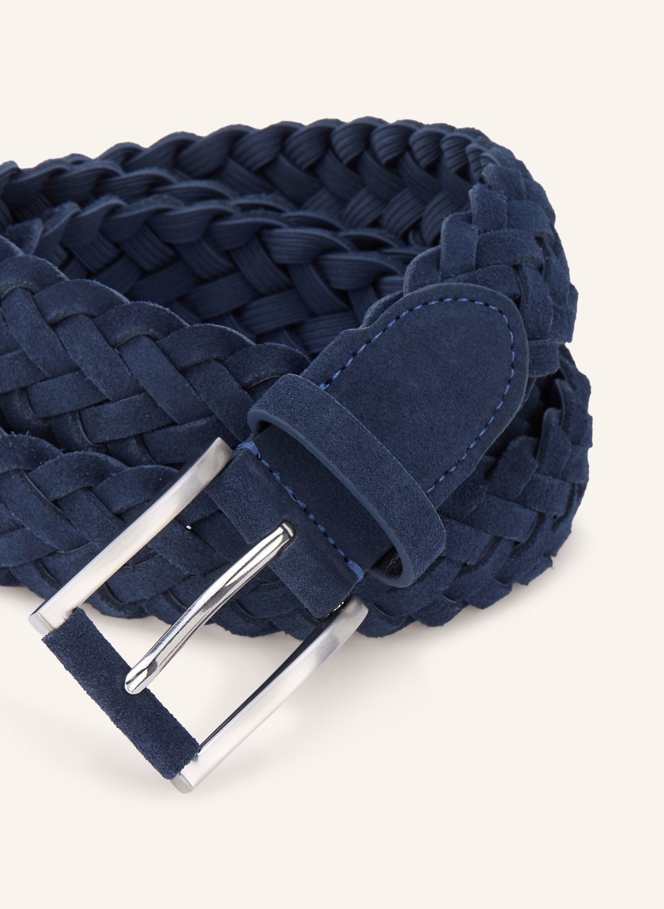 STROKESMAN'S Gevlochten riem: DONKERBLAUW / ZILVER