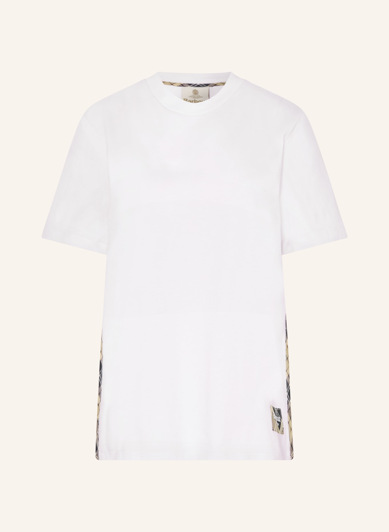 Barbour T-shirt FAWNE met galonstrepen: WIT / BEIGE / ZWART
