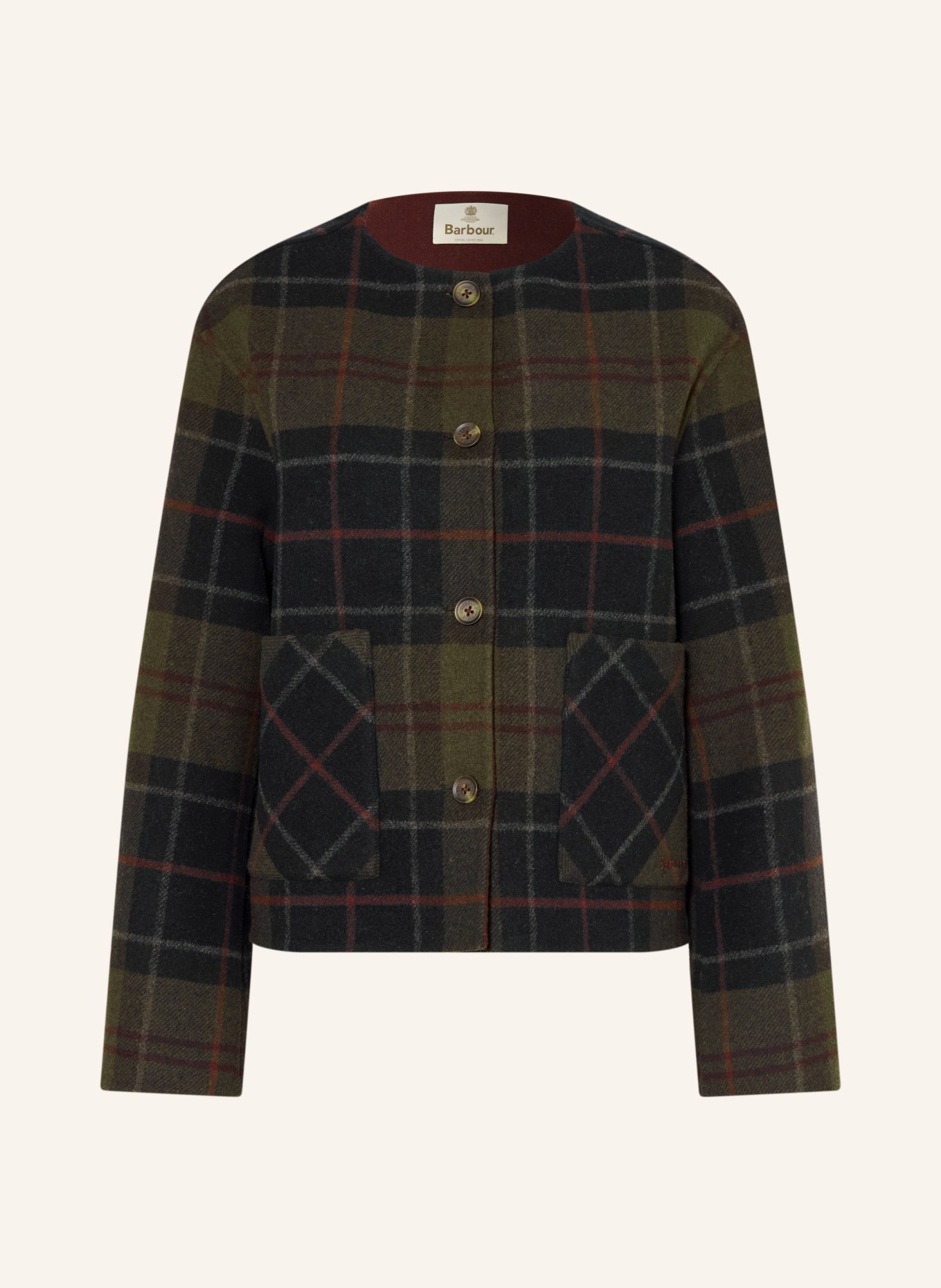 Barbour Marynarka MARLOW: KHAKI / CIEMNOCZERWONY / CZARNY