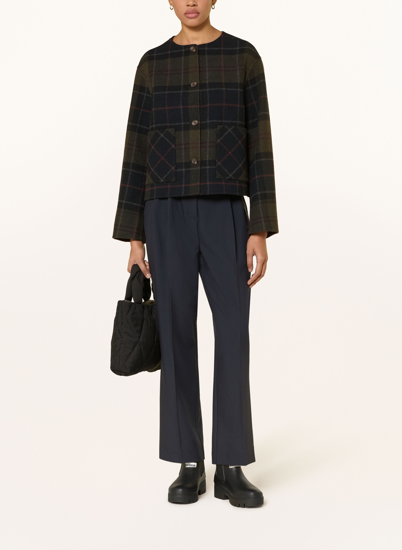 Barbour Marynarka MARLOW: KHAKI / CIEMNOCZERWONY / CZARNY