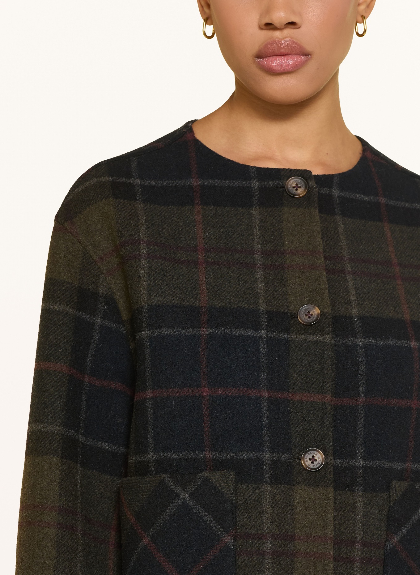 Barbour Marynarka MARLOW: KHAKI / CIEMNOCZERWONY / CZARNY