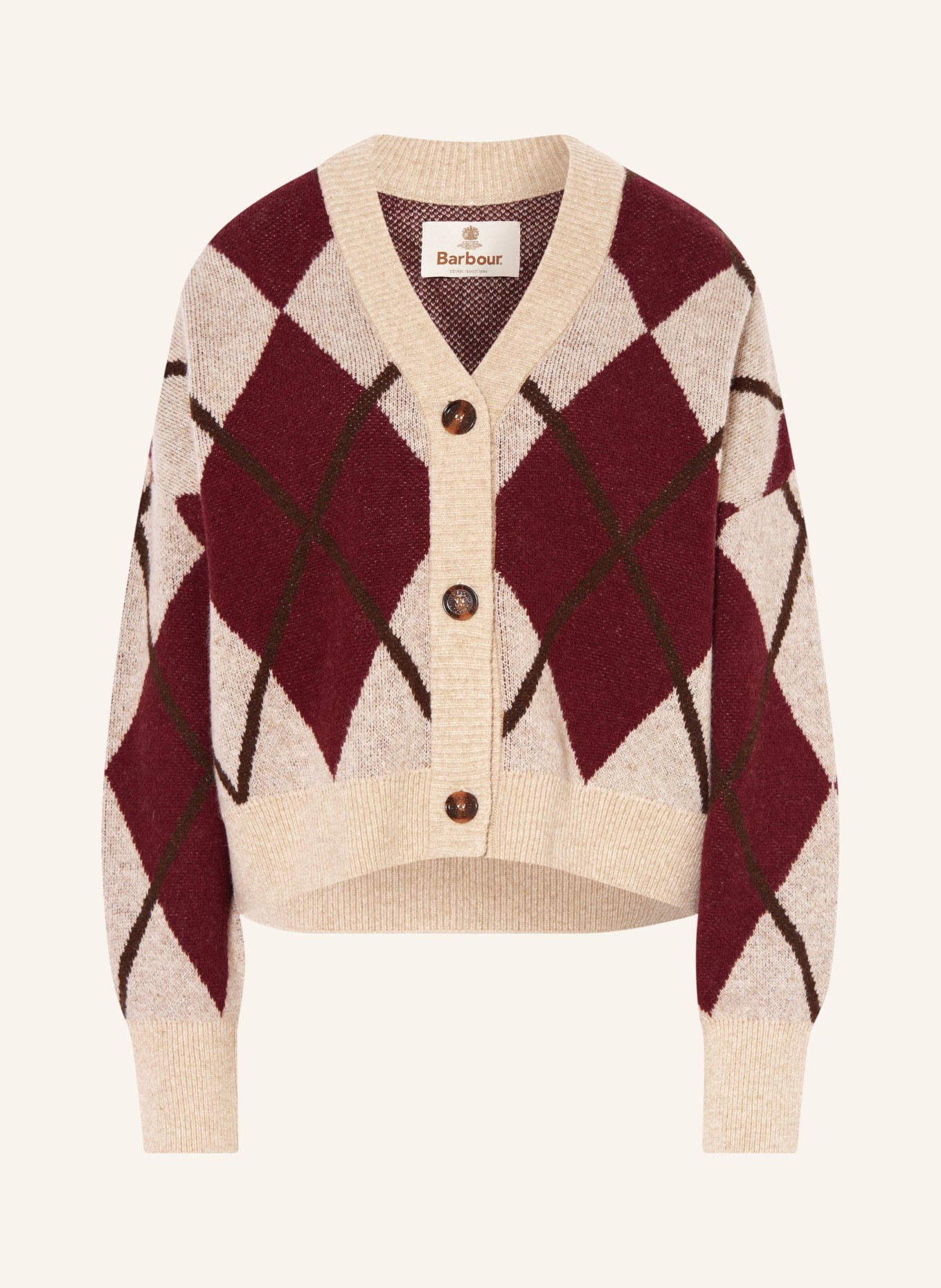Barbour Gebreid vest: BEIGE / MARRON FONCÉ / DONKERROOD