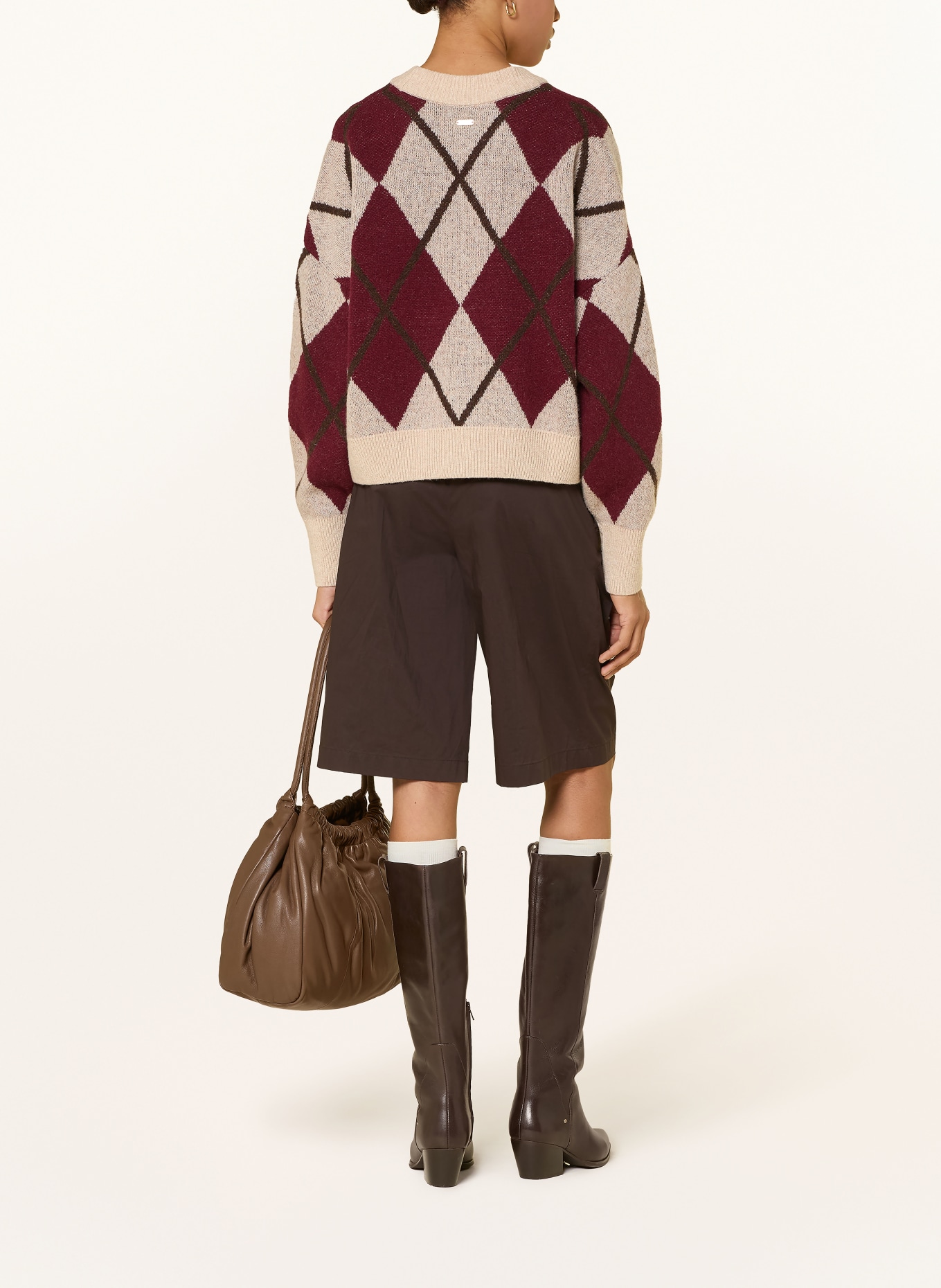 Barbour Gebreid vest: BEIGE / MARRON FONCÉ / DONKERROOD