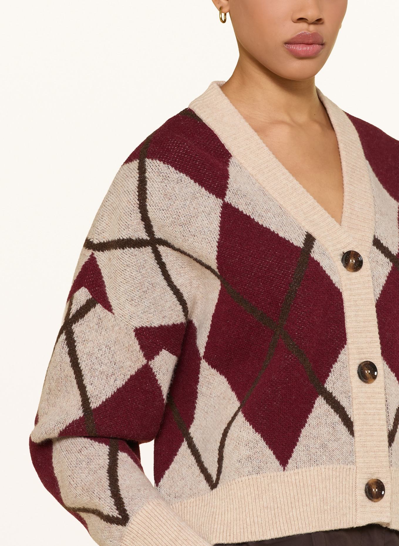 Barbour Gebreid vest: BEIGE / MARRON FONCÉ / DONKERROOD