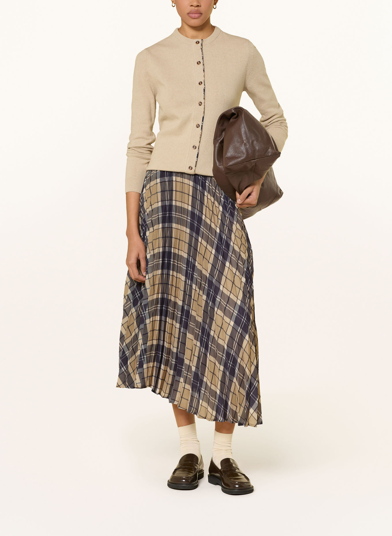 Barbour Plissérok RIA: BEIGE / DONKERGRIJS / GRIJS