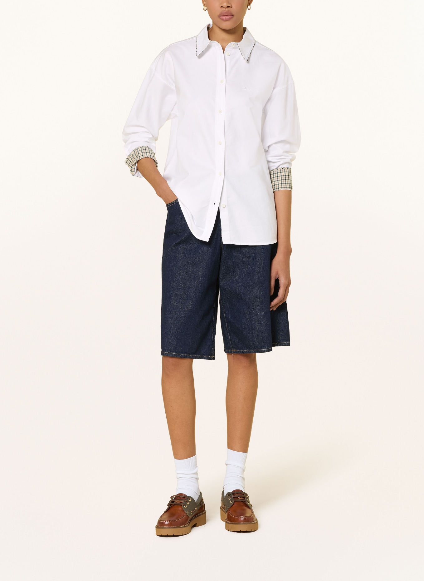 Barbour Overhemdblouse ALVERSTONE: WIT / BEIGE / LICHTGROEN