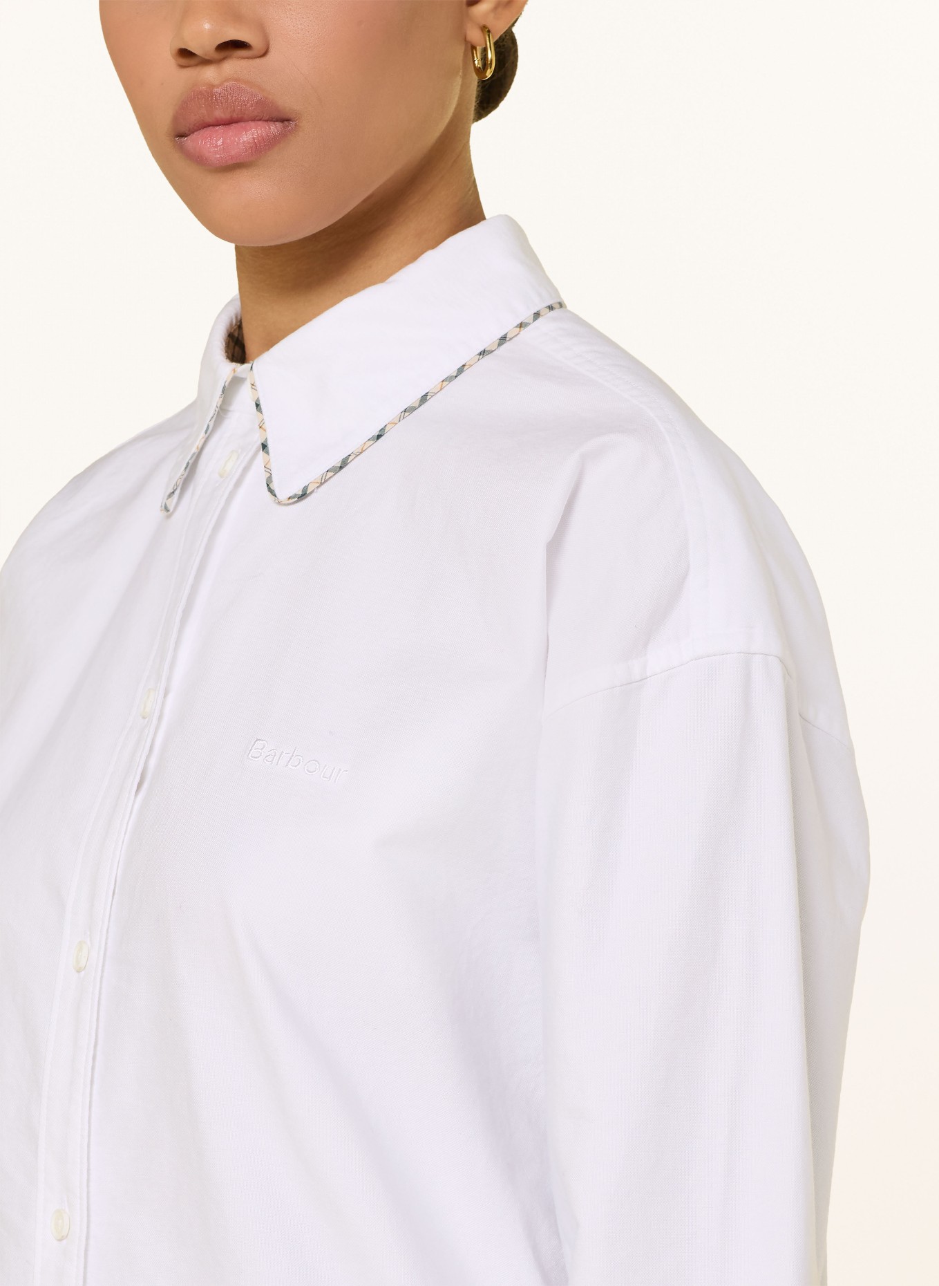 Barbour Overhemdblouse ALVERSTONE: WIT / BEIGE / LICHTGROEN