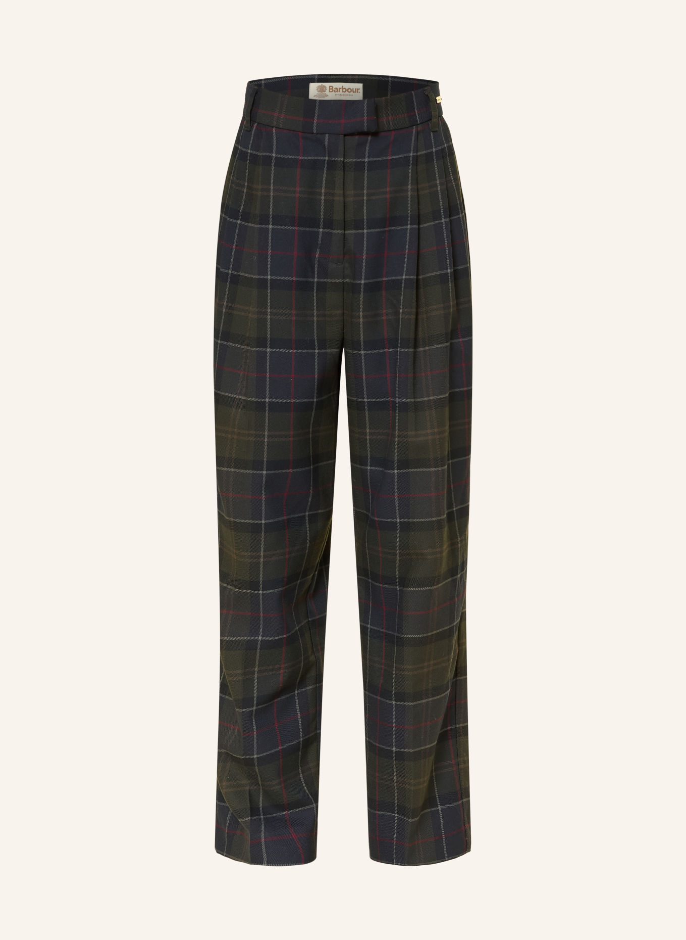 Barbour DELILAH Marlene Pants: GREEN / DARK GRAY / RED