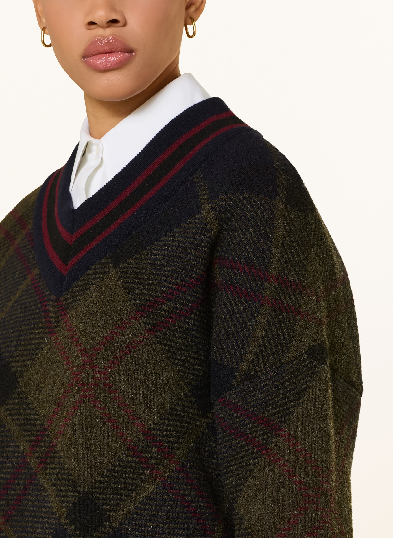 Barbour Sweter SHAE: KHAKI / CIEMNOCZERWONY / GRANATOWY