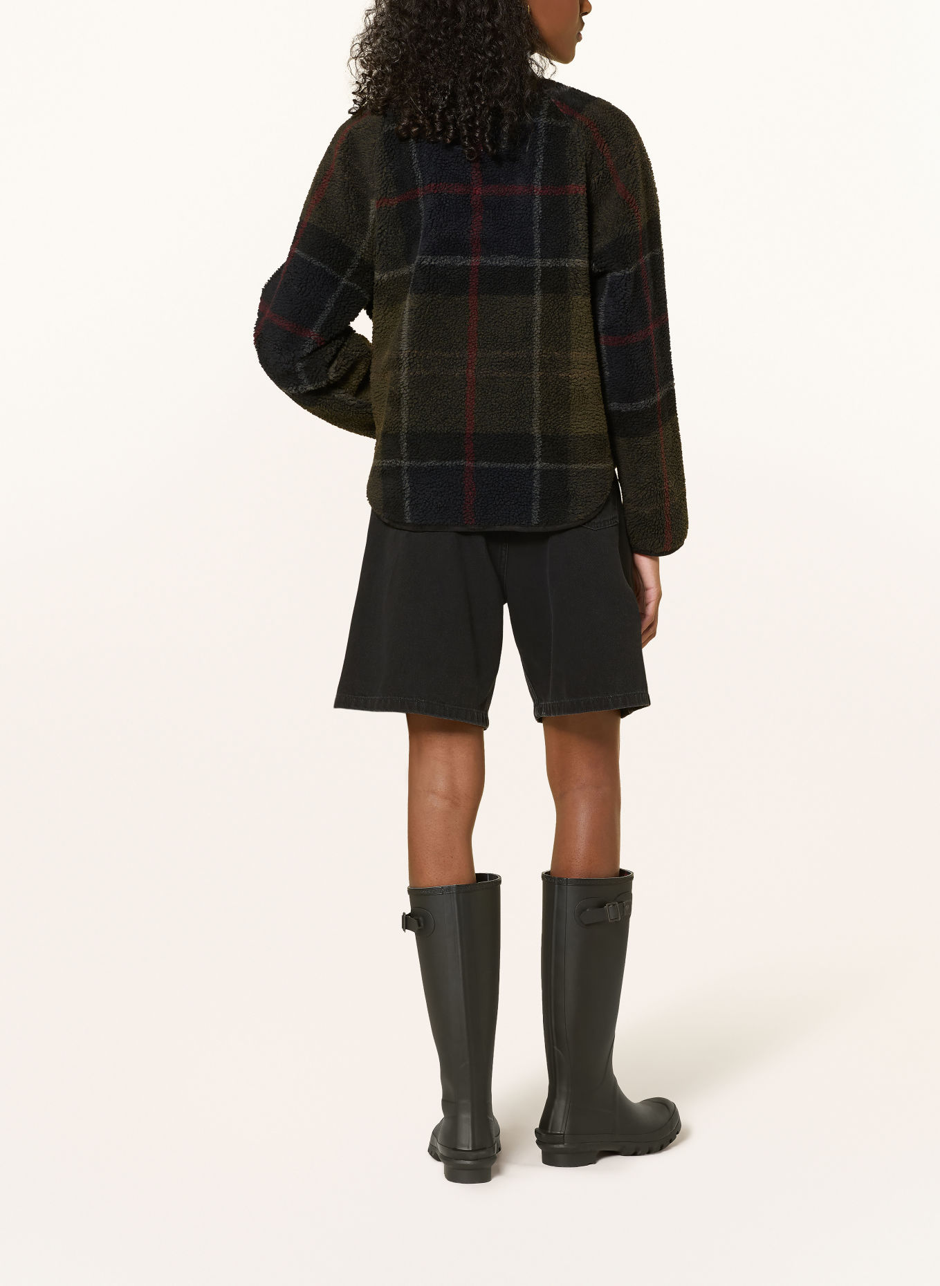 Barbour Teddy fur jacket: KHAKI / DARK RED / DARK BLUE
