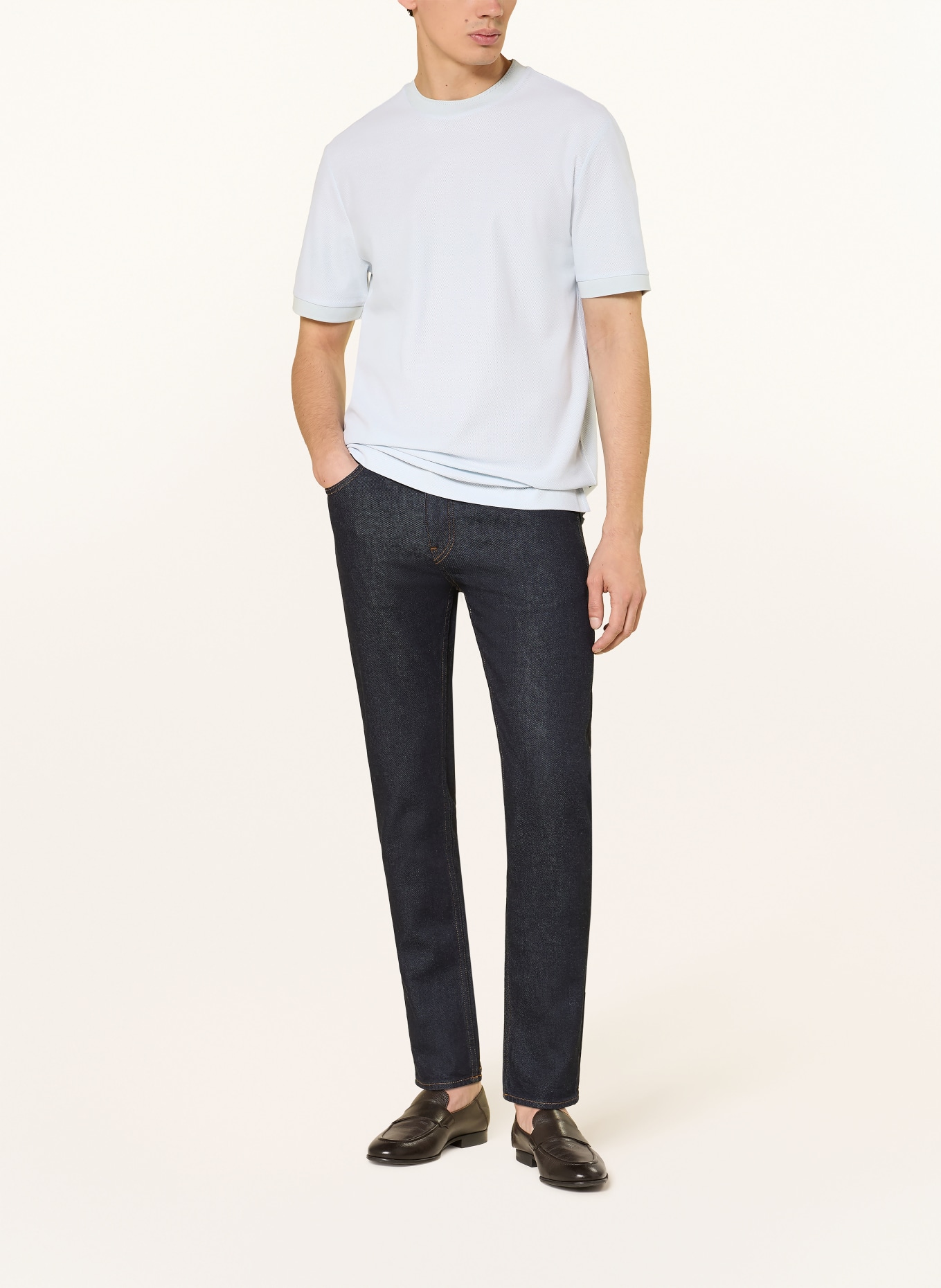 BOSS Tricou TAUT din piqué: ALBASTRU DESCHIS