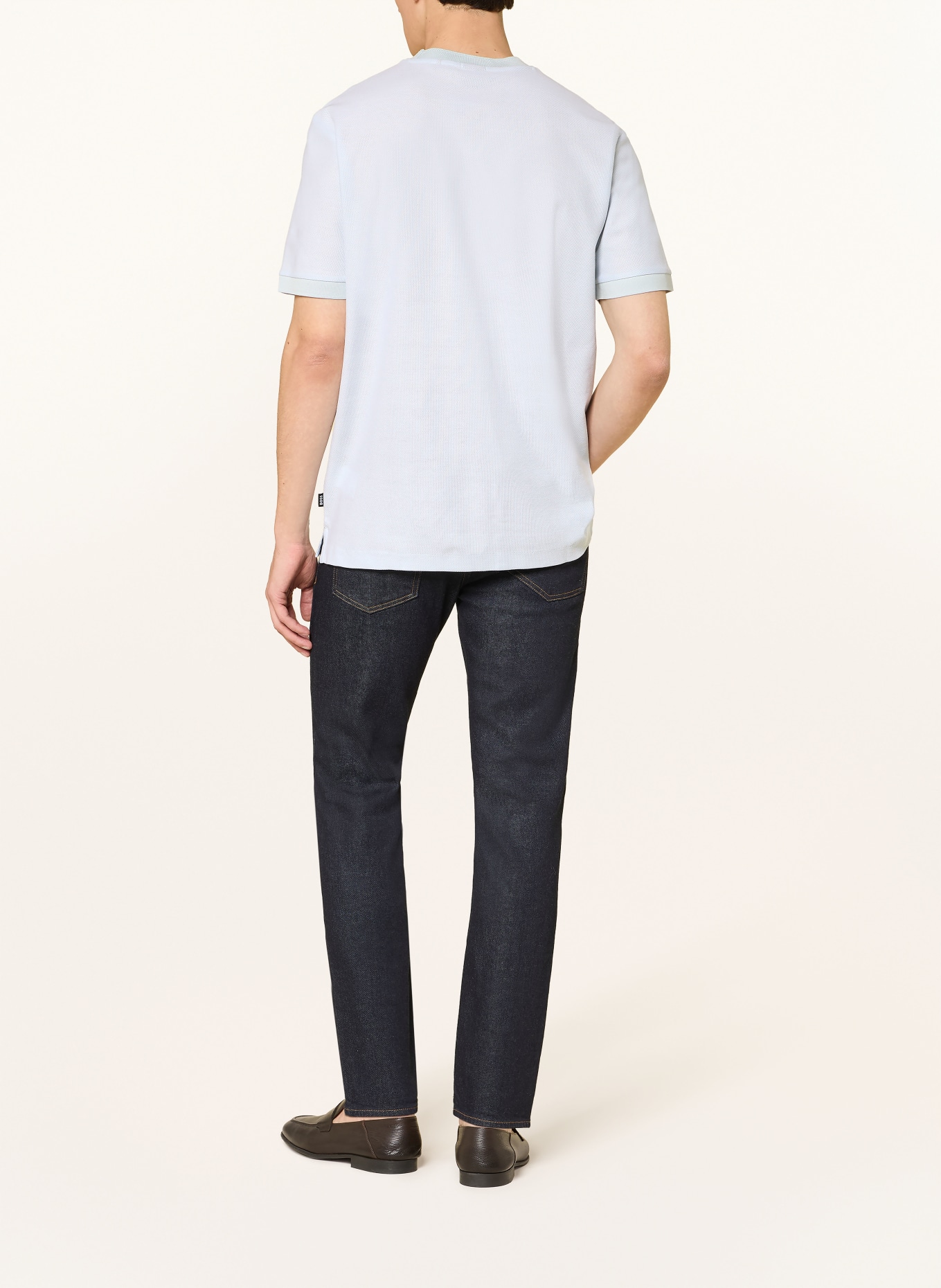 BOSS Tricou TAUT din piqué: ALBASTRU DESCHIS