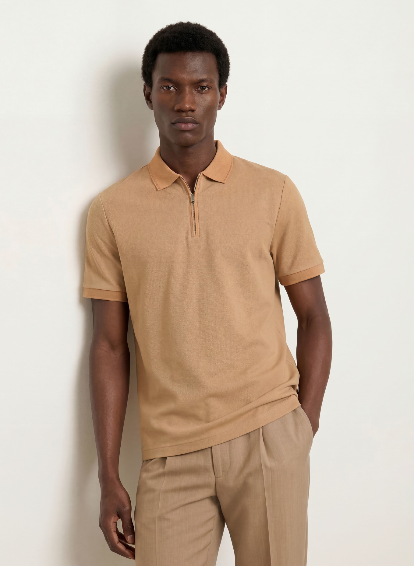 BOSS Piqué Polo Shirt PEI: BEIGE
