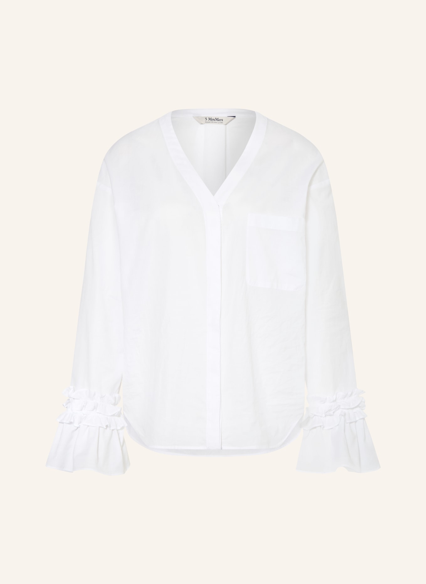 S Max Mara Blouse ASTRO à volants: BLANC