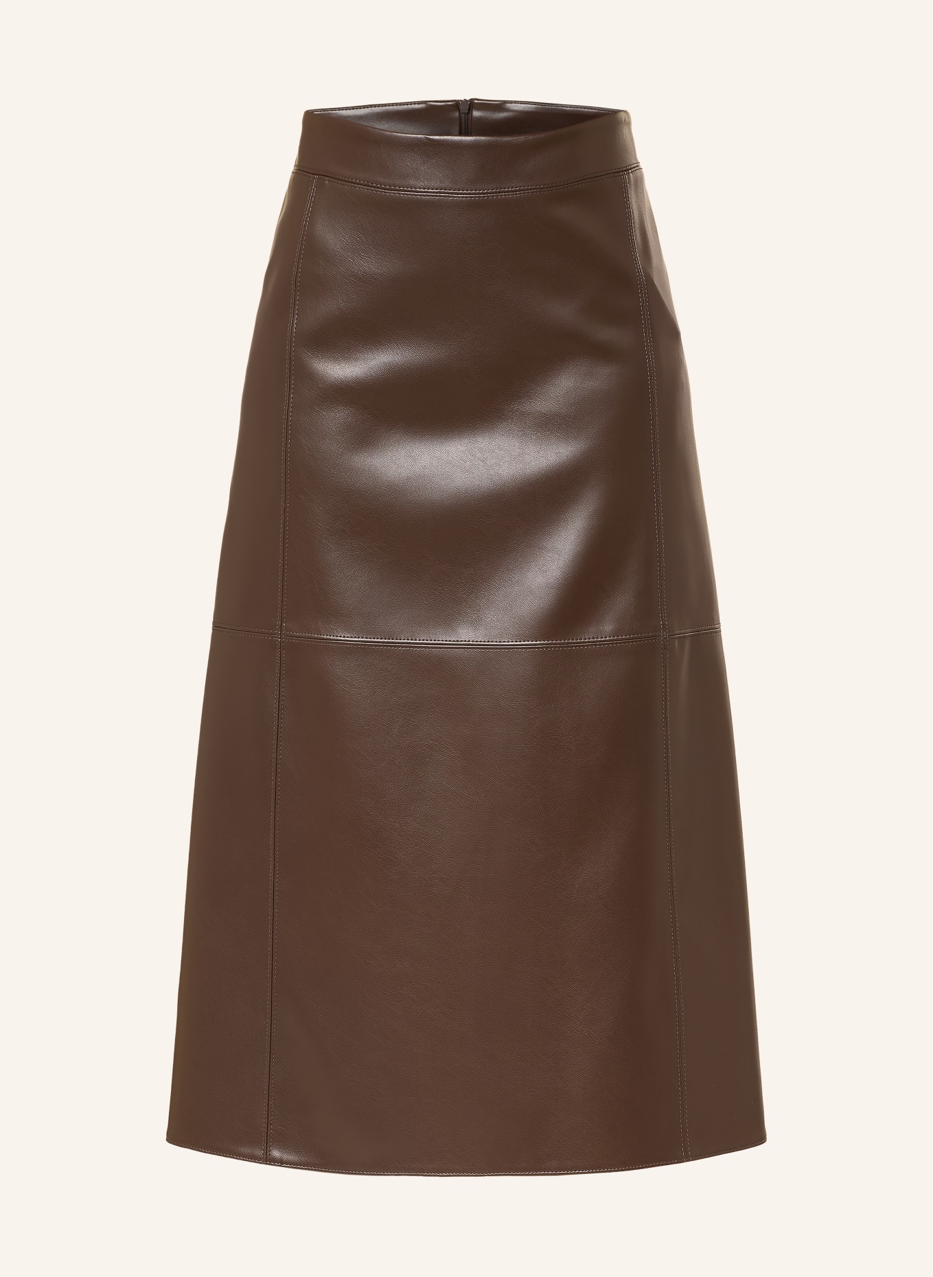 S Max Mara Jupe CRISMA aspect cuir: MARRON FONCÉ