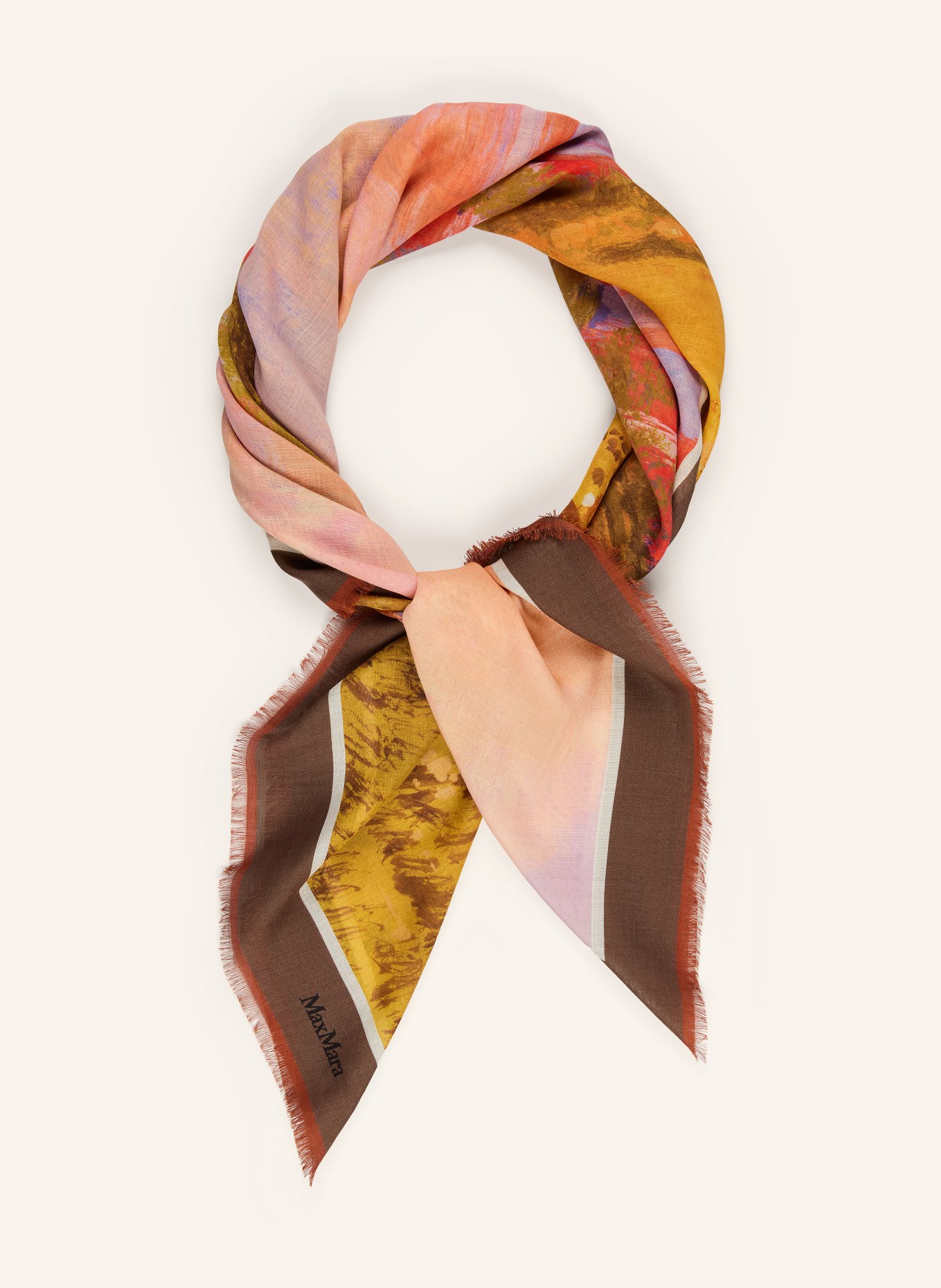 Max Mara MONETA scarf with silk: DARK BROWN / DARK ORANGE / DARK YELLOW
