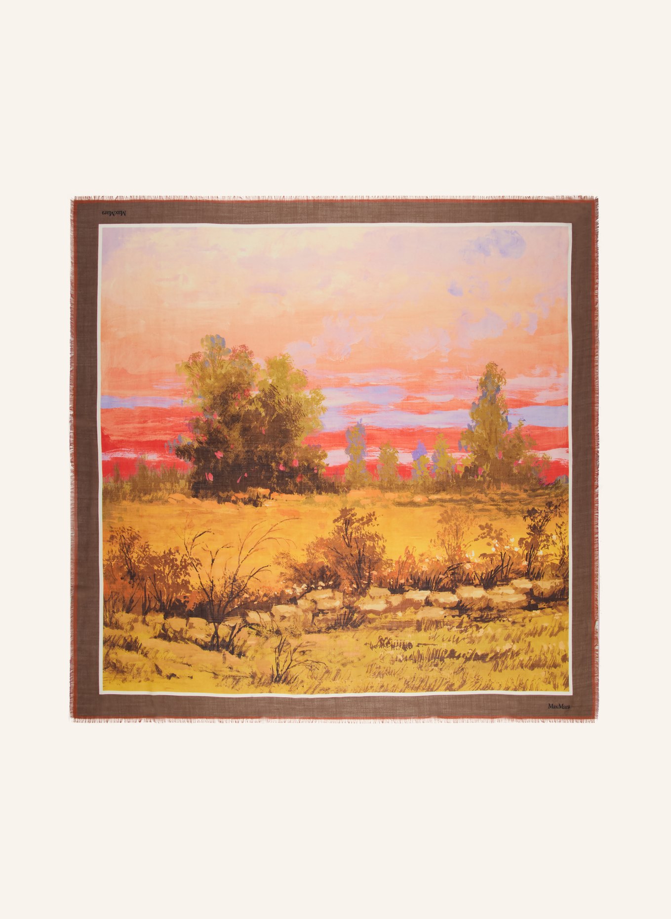 Max Mara MONETA scarf with silk: DARK BROWN / DARK ORANGE / DARK YELLOW