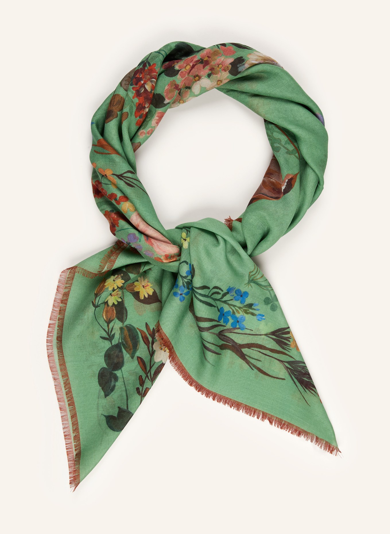 Max Mara MONETA scarf with silk: GREEN / BROWN / BLUE