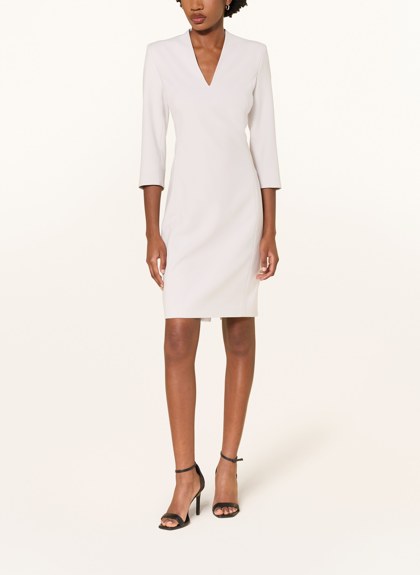 windsor. Rochie dreaptă cu mâneci 3/4: GRI DESCHIS