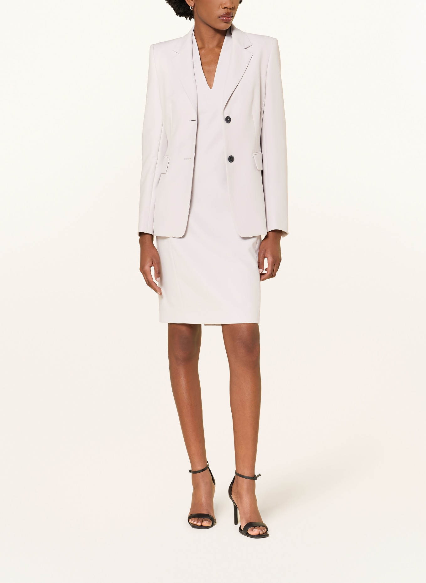 windsor. Rochie dreaptă cu mâneci 3/4: GRI DESCHIS