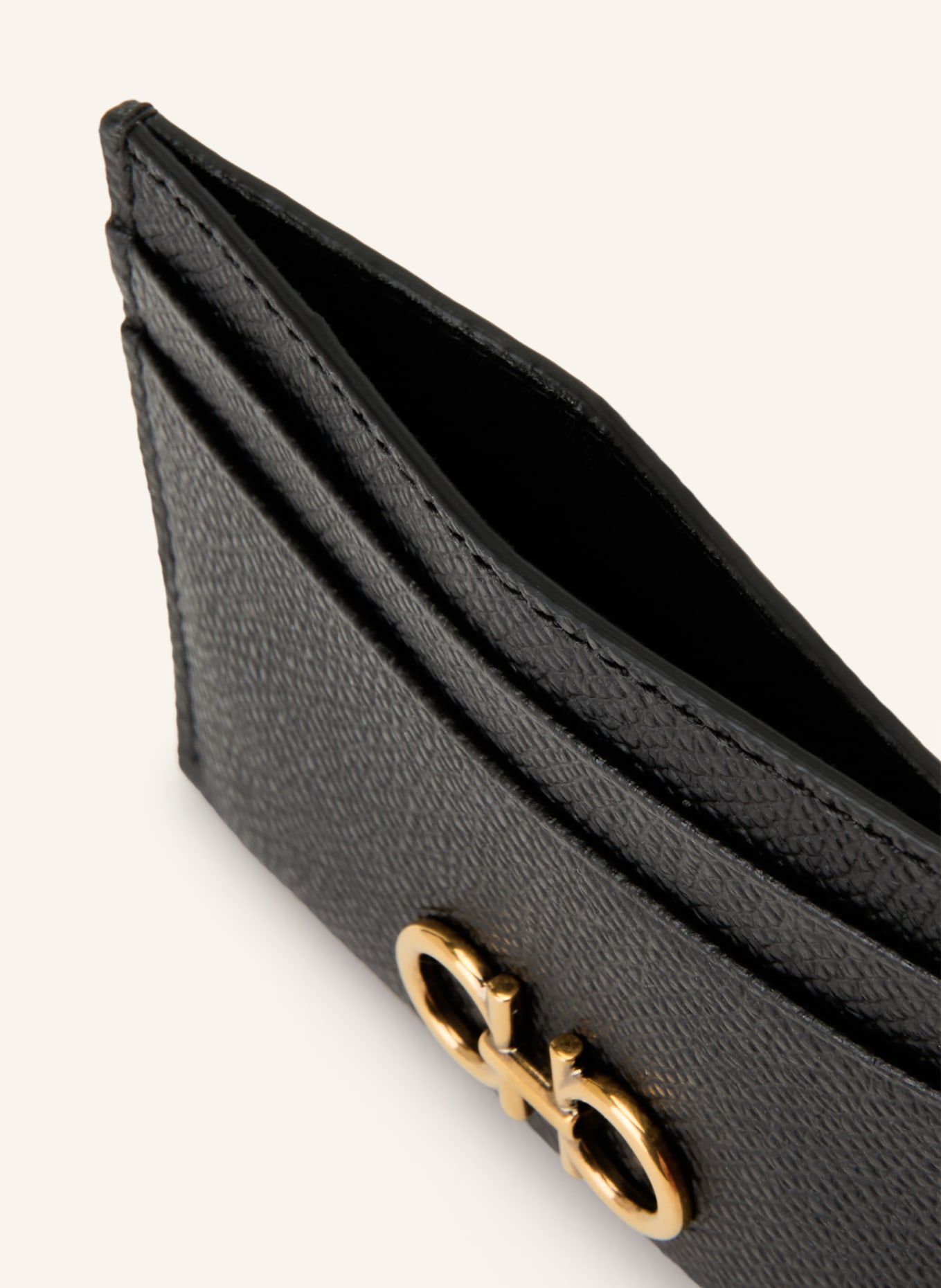 FERRAGAMO Kortetui THE GANCINI: SORT / GULD