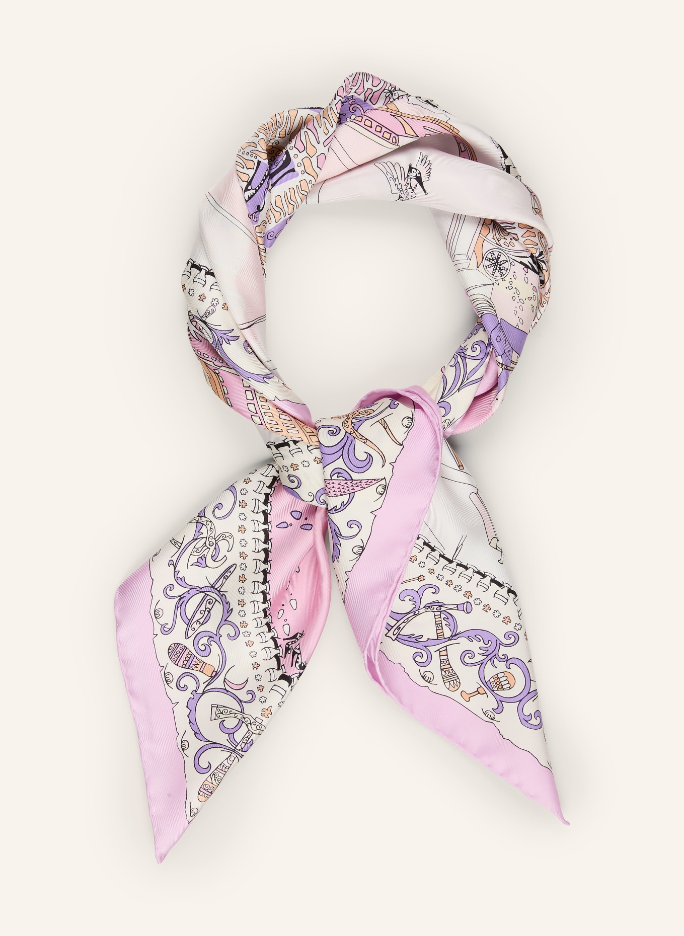 FERRAGAMO Seidentuch: ROSA / HELLORANGE / WEISS