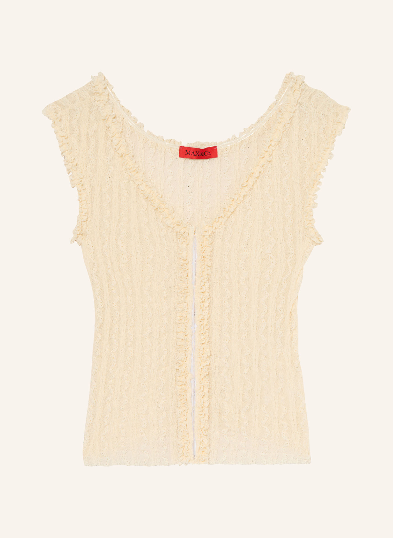 MAX & Co. Blousetop FIENO van kant met ruches: ECRU