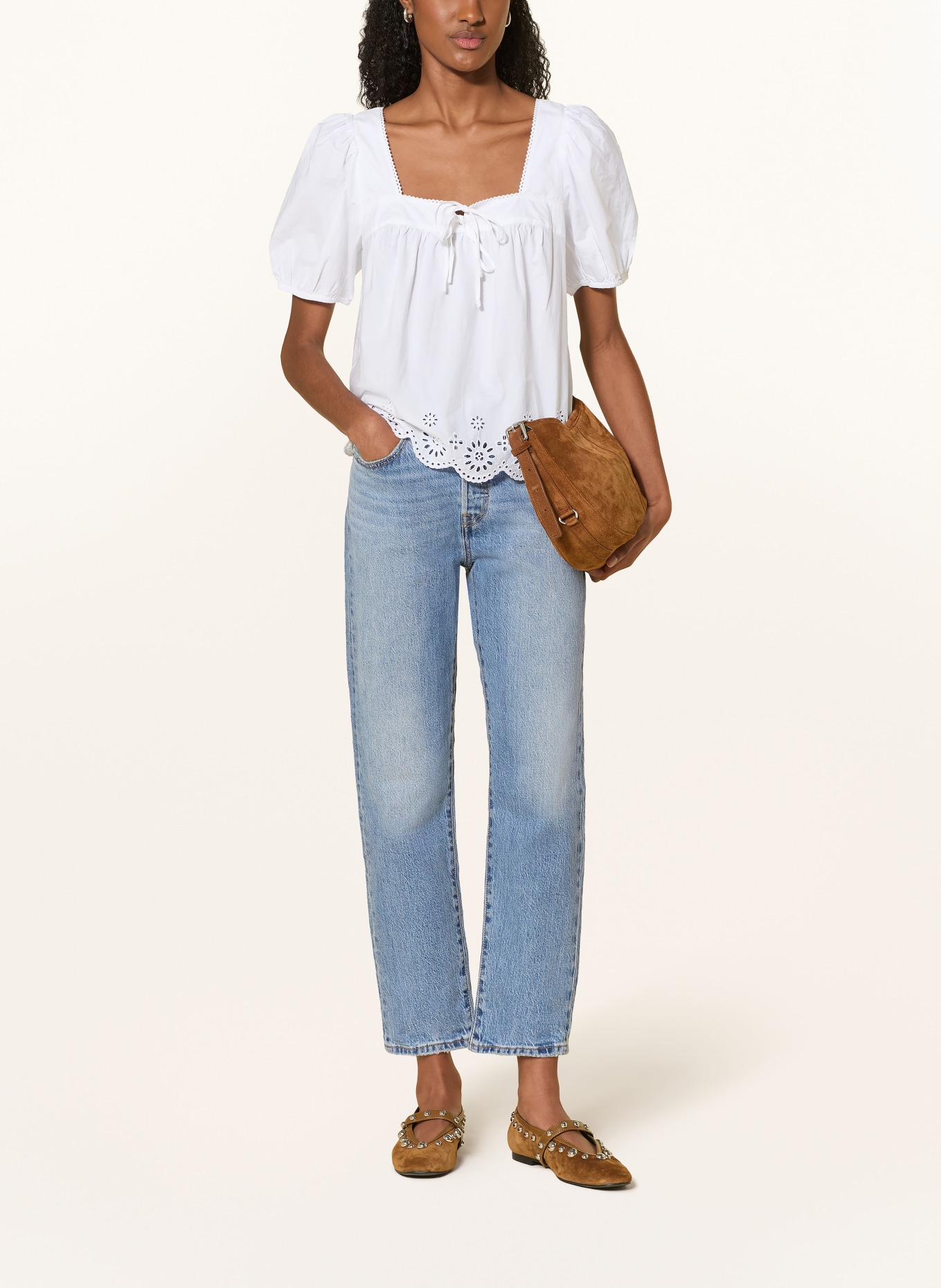 Levi's® Rovné džíny 501 CROP: 91 Med Indigo - Worn In
