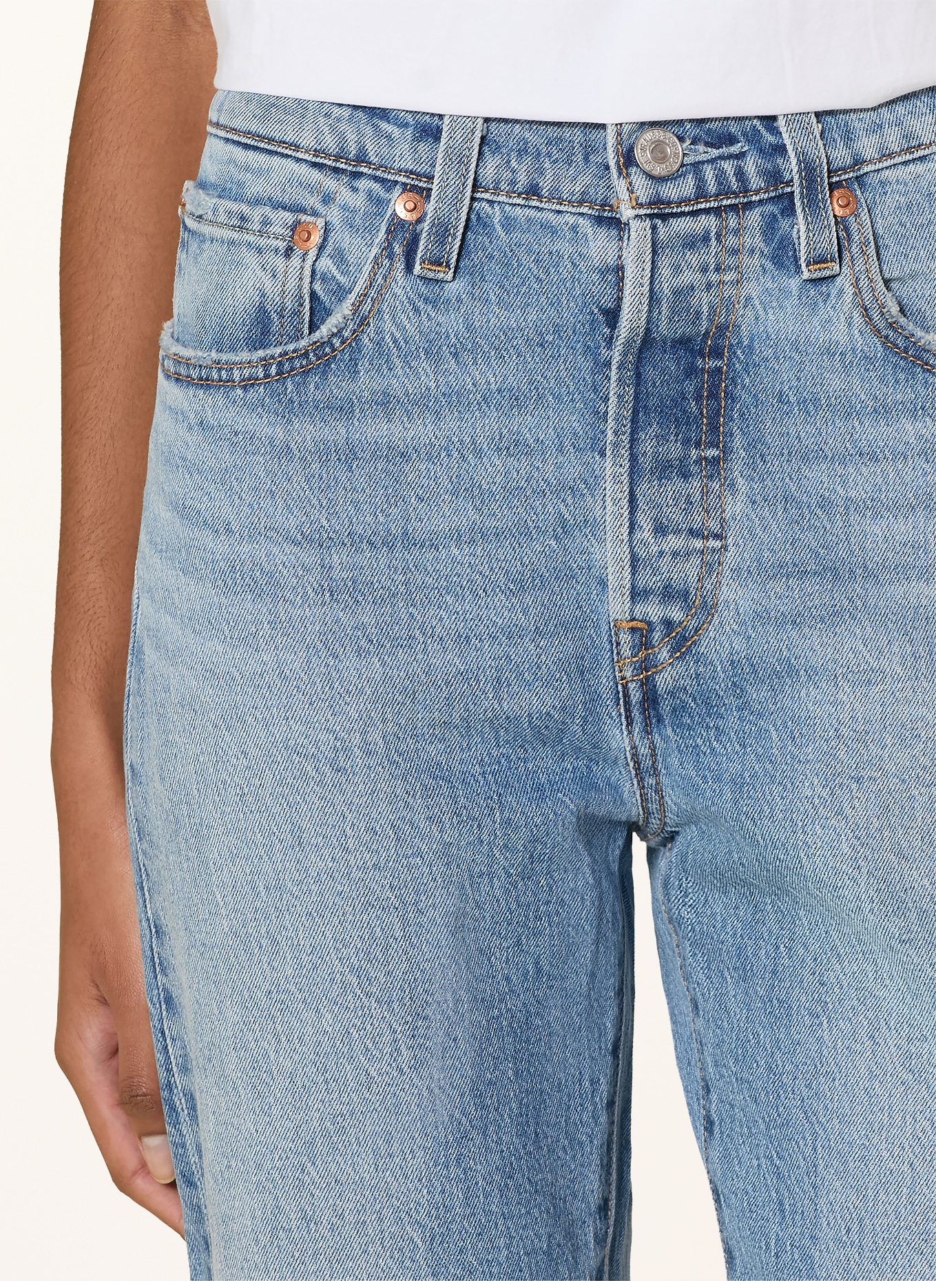 Levi's® Rovné džíny 501 CROP: 91 Med Indigo - Worn In