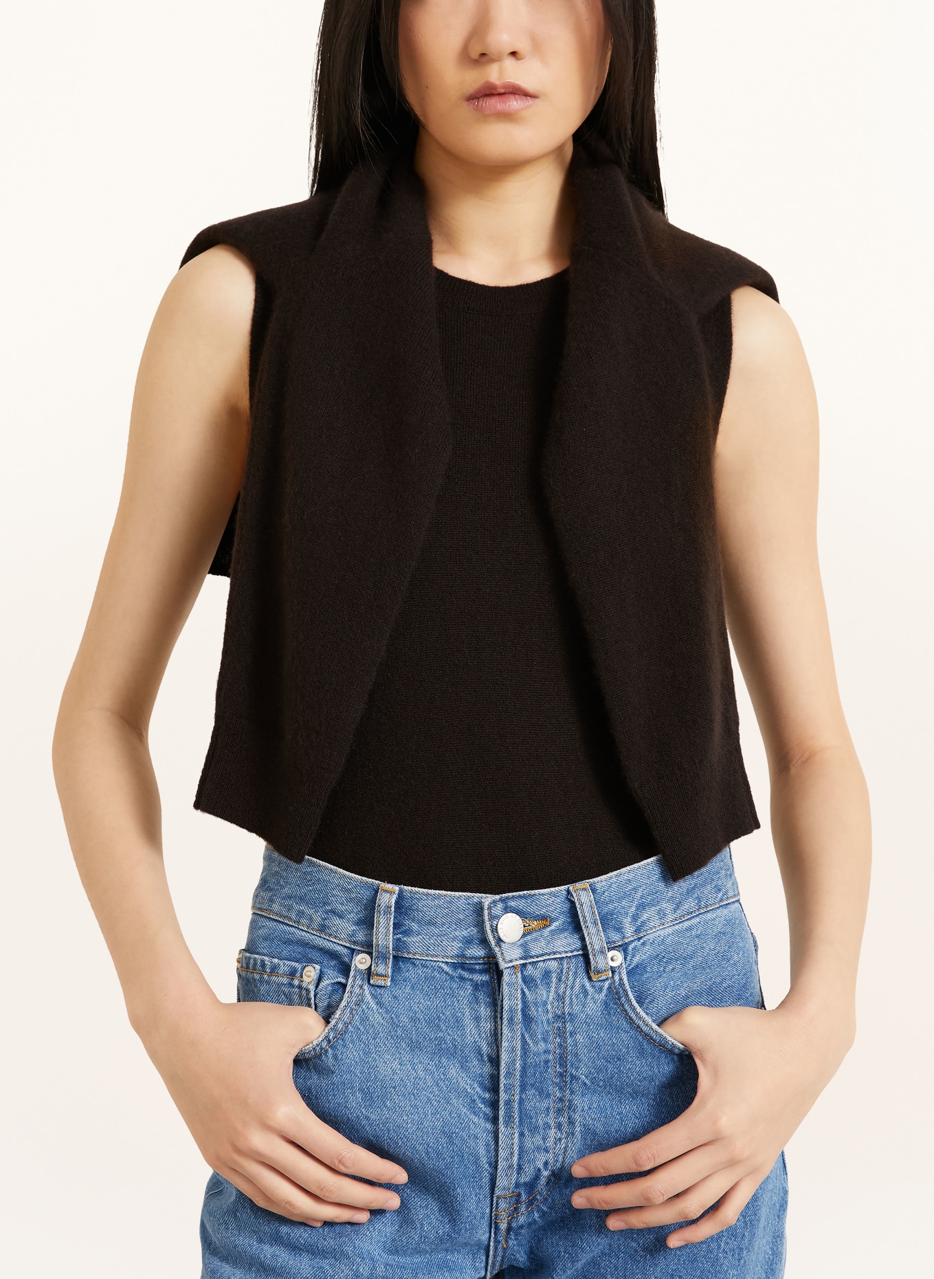 IRIS von ARNIM NIARA TWINSET: Cardigan and knit top with cashmere: DARK BROWN