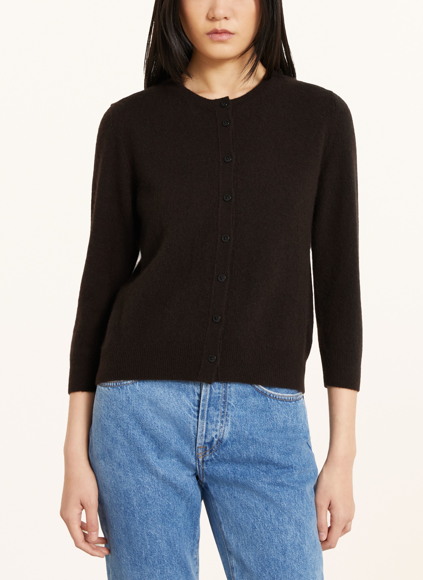 IRIS von ARNIM NIARA TWINSET: Cardigan and knit top with cashmere: DARK BROWN