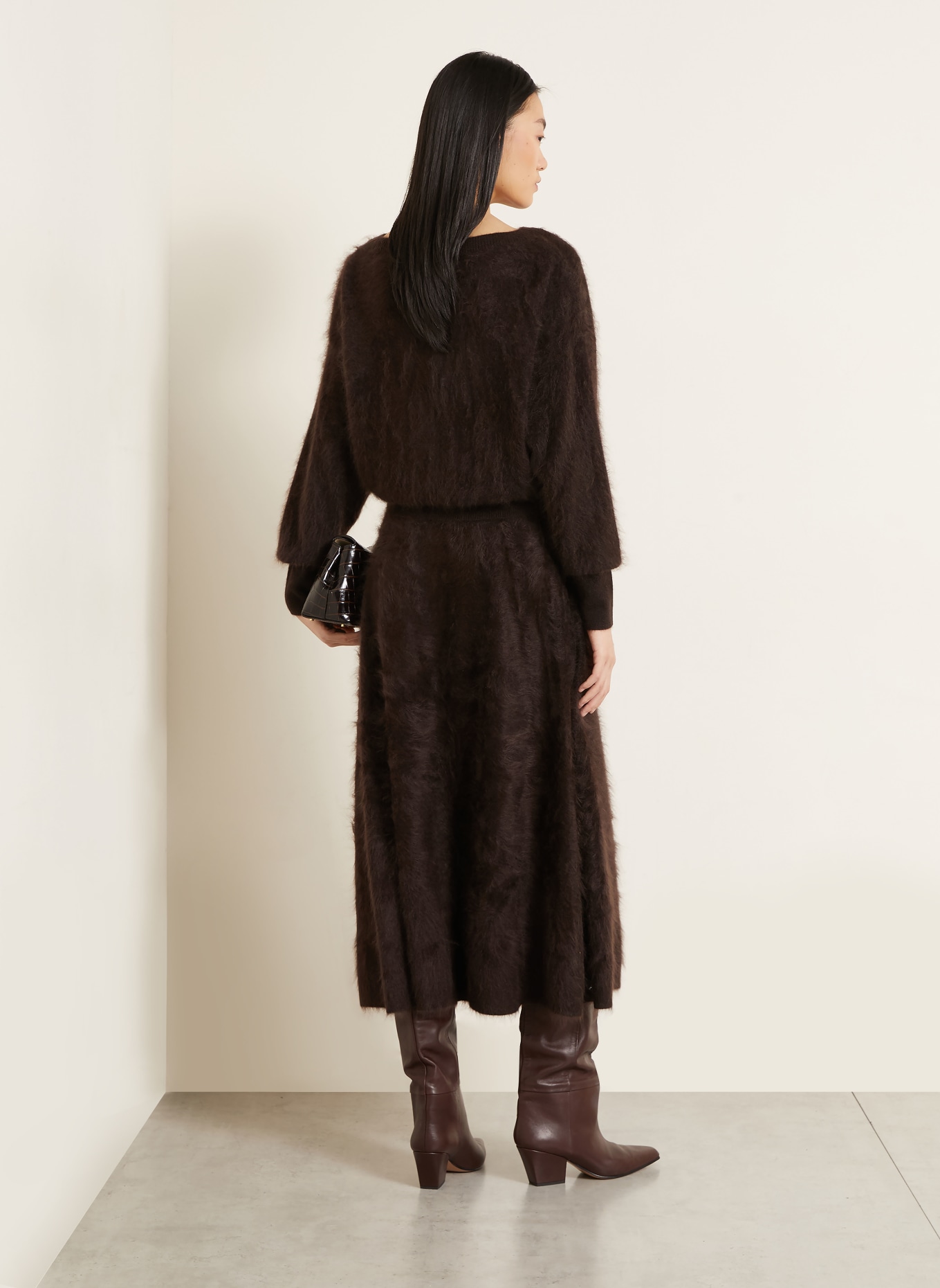 IRIS von ARNIM KAYCEE cashmere knit skirt: DARK BROWN