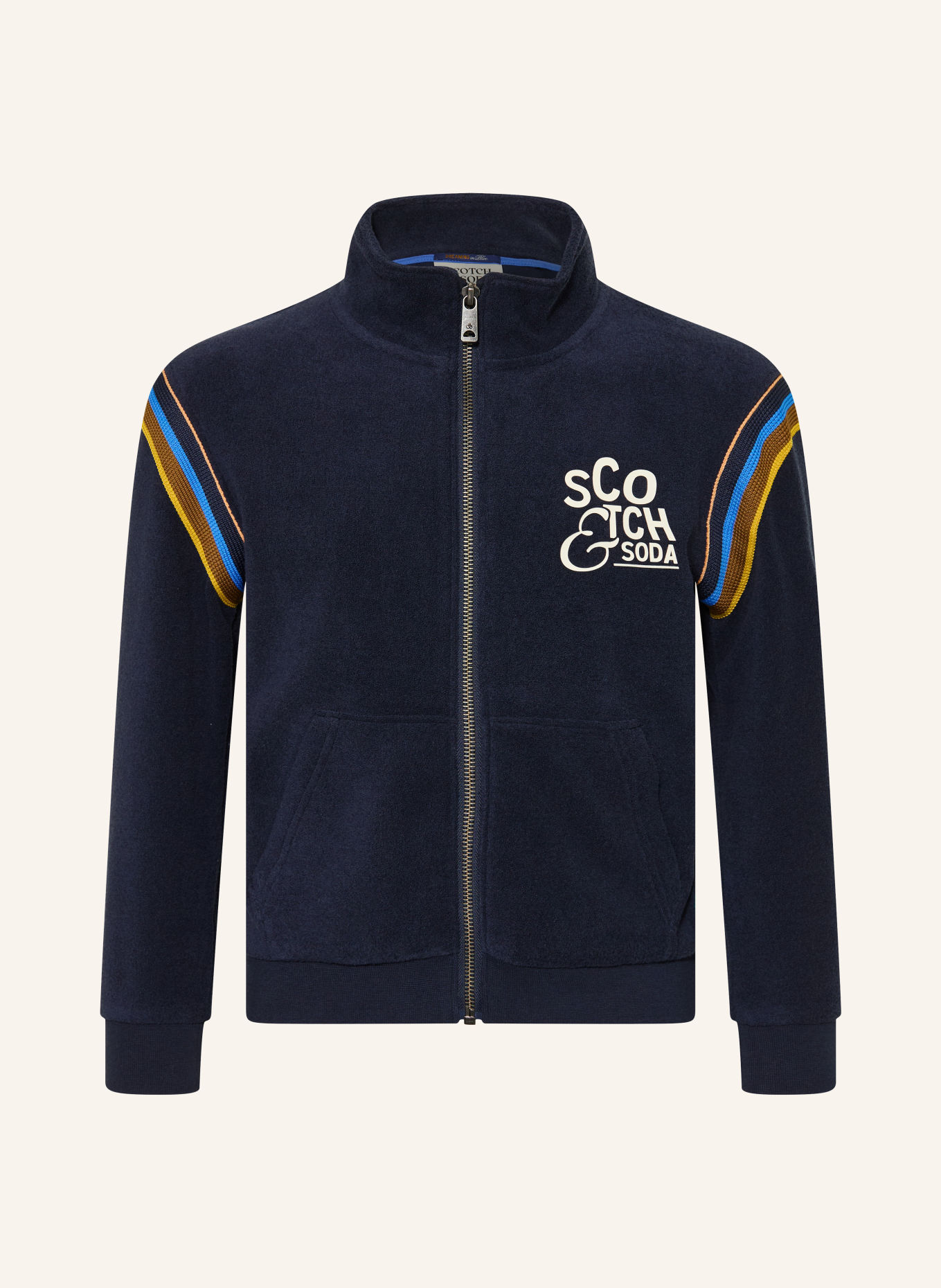 SCOTCH & SODA Frottéjacka: MÖRKBLÅ / LAX / GUL