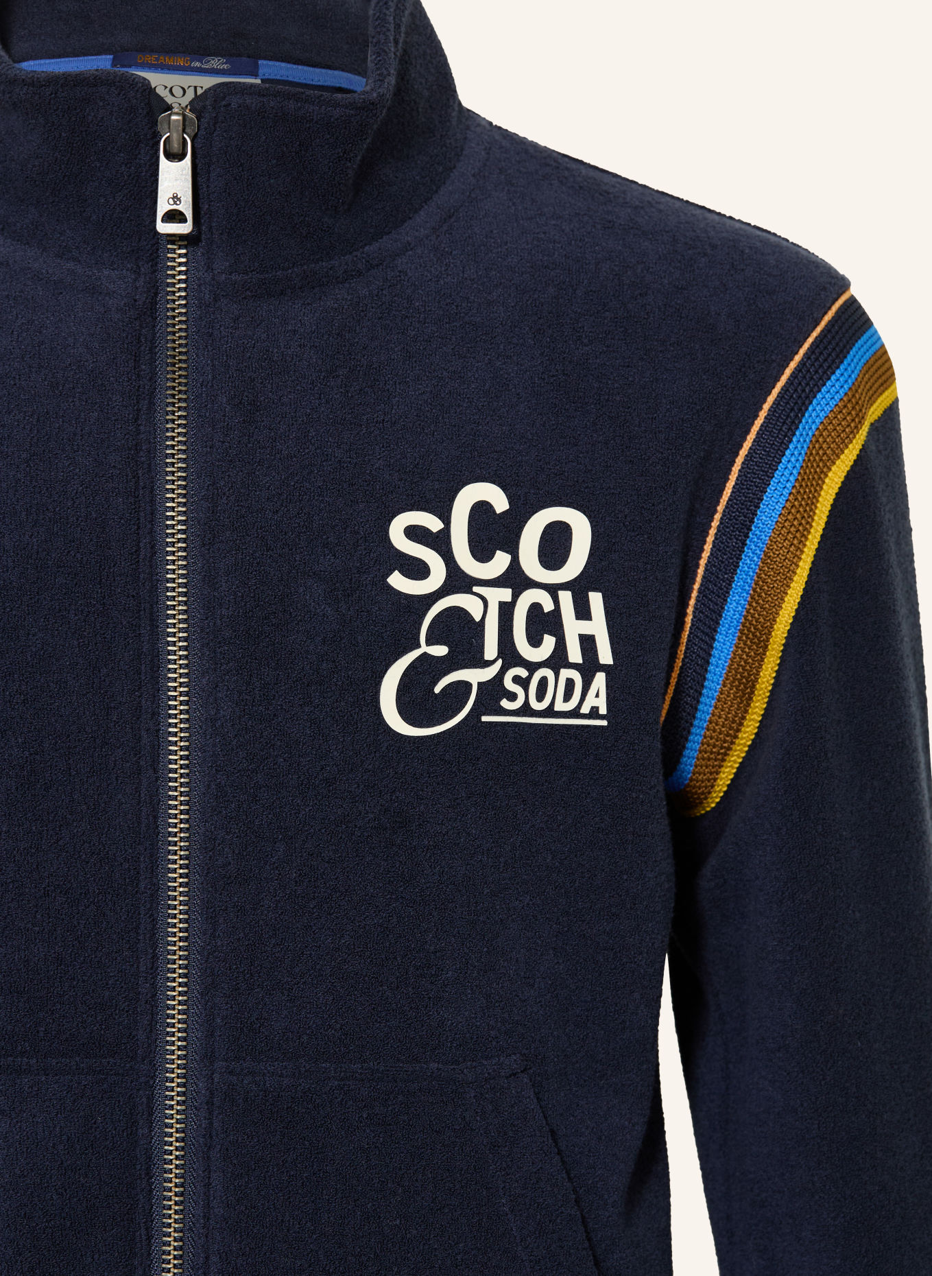 SCOTCH & SODA Frottéjacka: MÖRKBLÅ / LAX / GUL