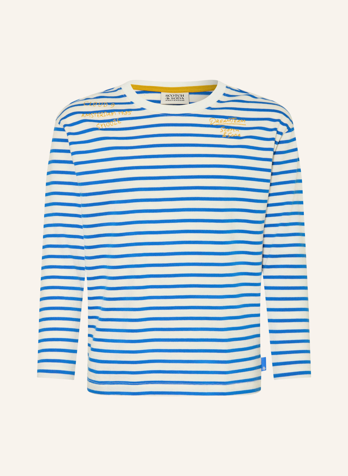 SCOTCH & SODA Tričko s dlouhým rukávem: BÍLÁ / MODRÁ