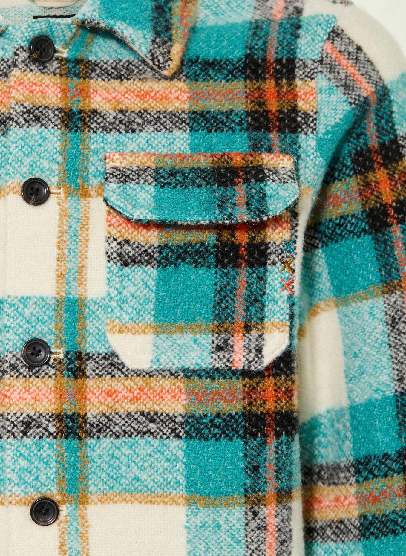 SCOTCH & SODA Overshirt: NEONTURQUOISE / CRÈME / ZALM