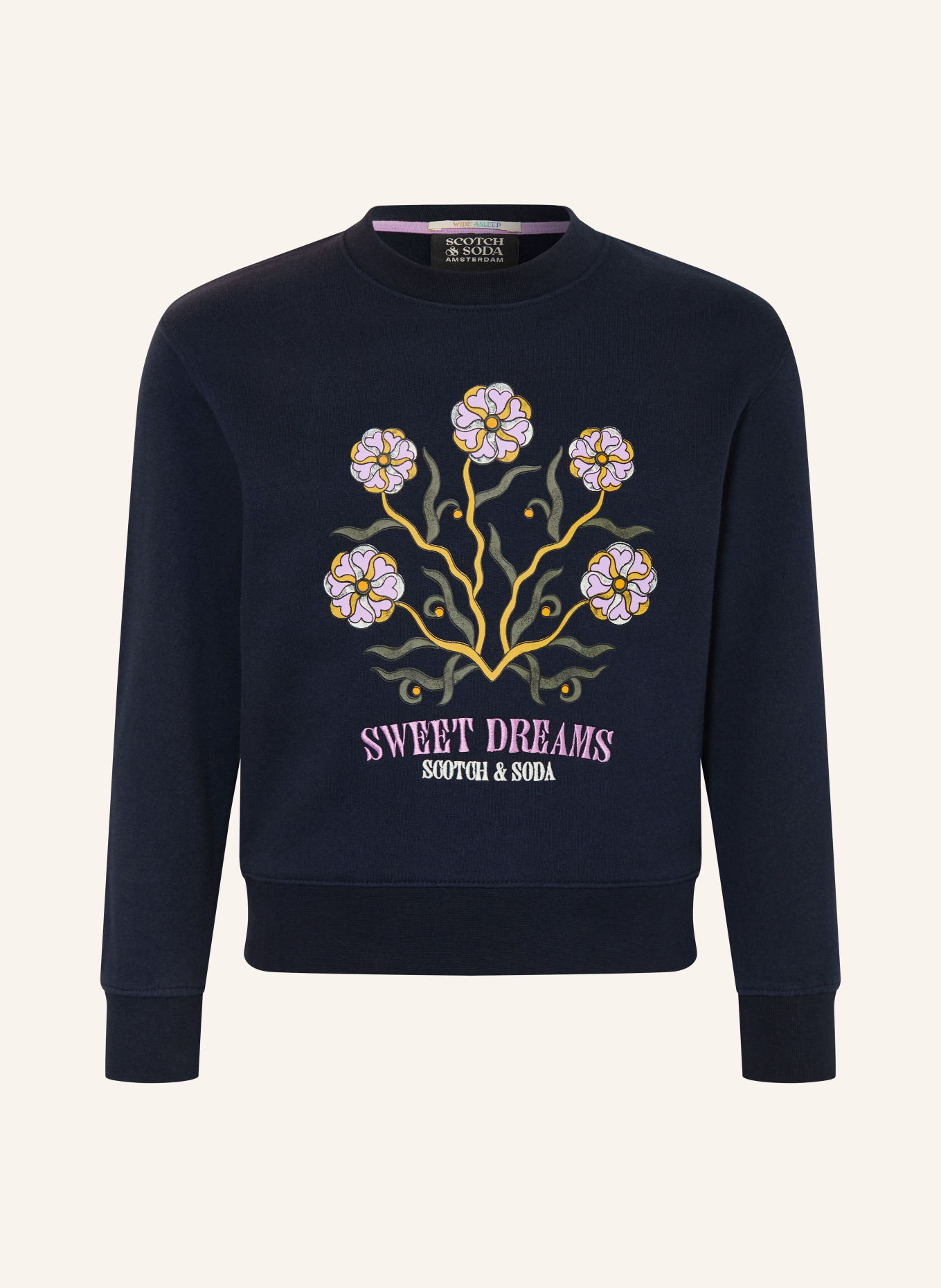SCOTCH & SODA Sweatshirt: DUNKELBLAU / HELLLILA / GELB