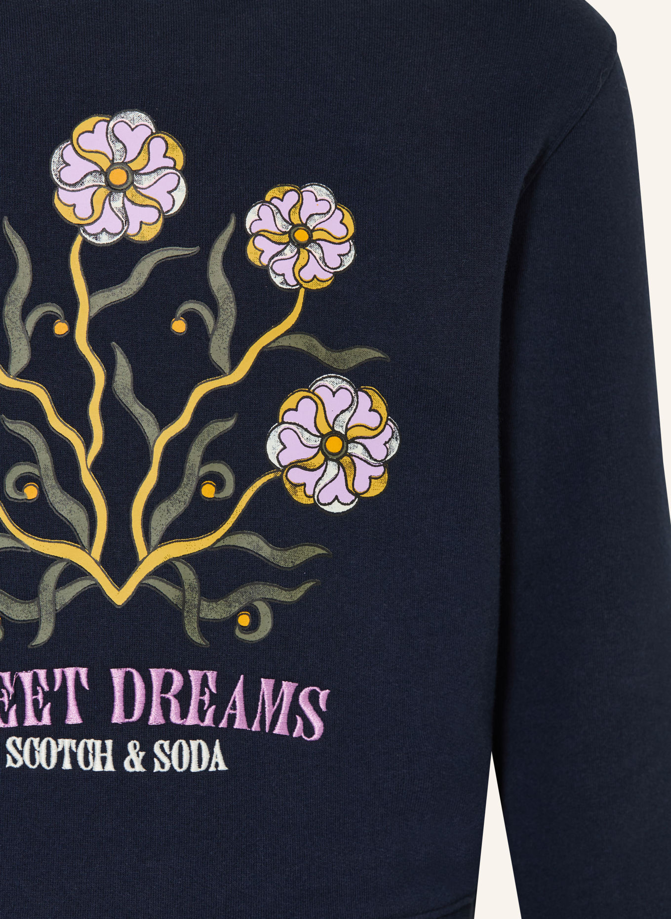 SCOTCH & SODA Sweatshirt: DUNKELBLAU / HELLLILA / GELB