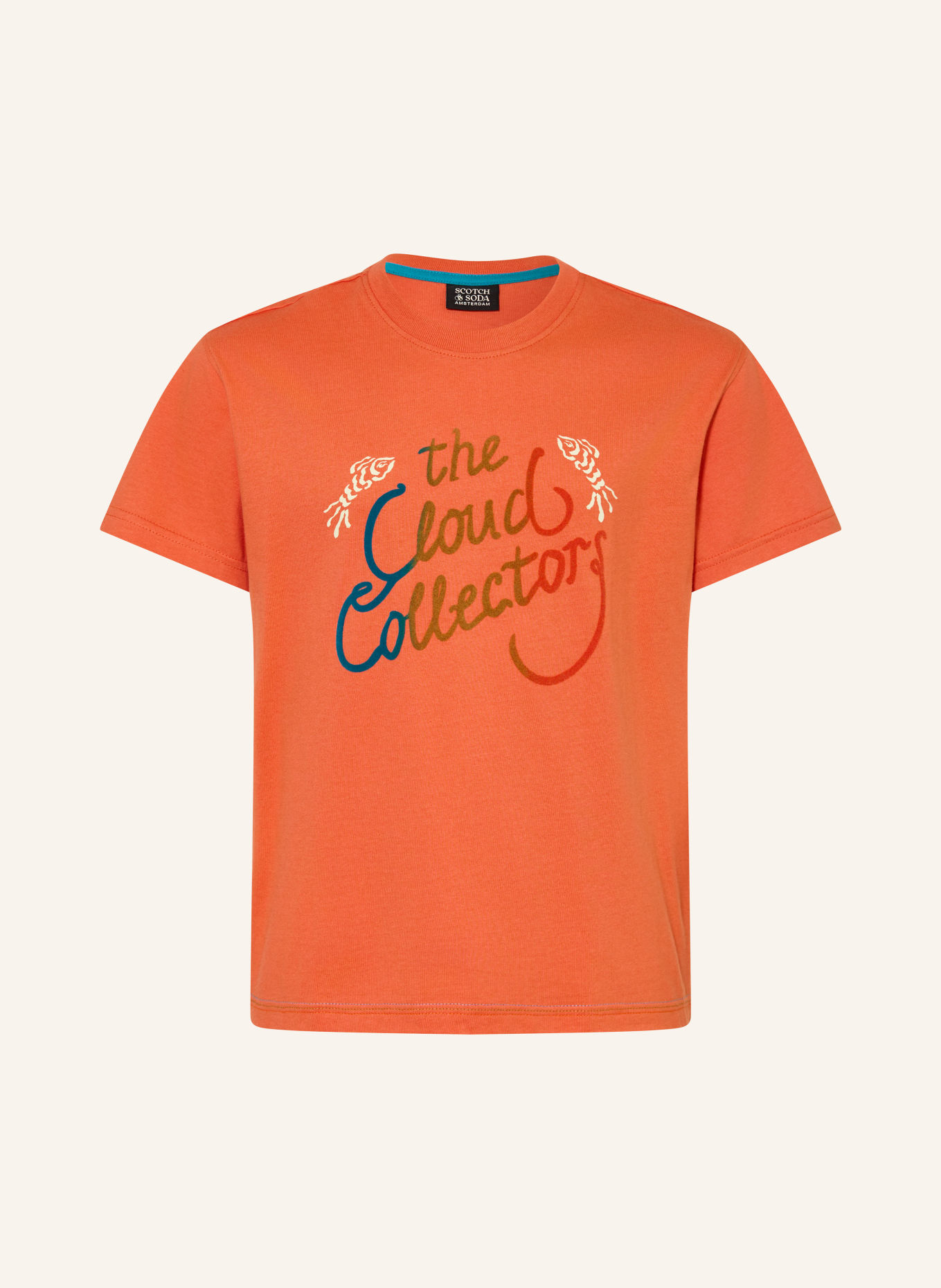 SCOTCH & SODA T-Shirt: DUNKELORANGE / GRÜN / PETROL