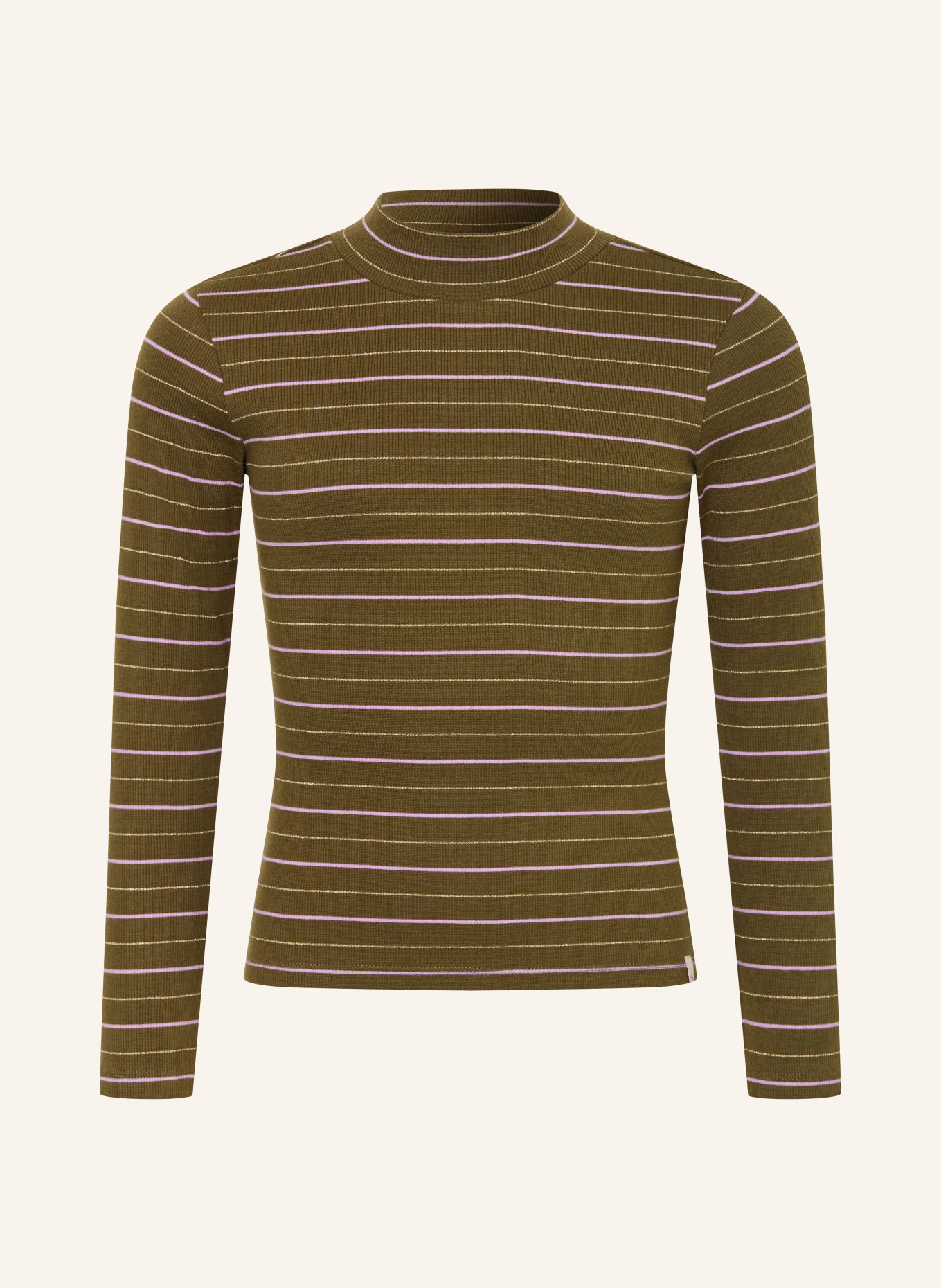 SCOTCH & SODA Longsleeve mit Glitzergarn: OLIV / GOLD / HELLLILA