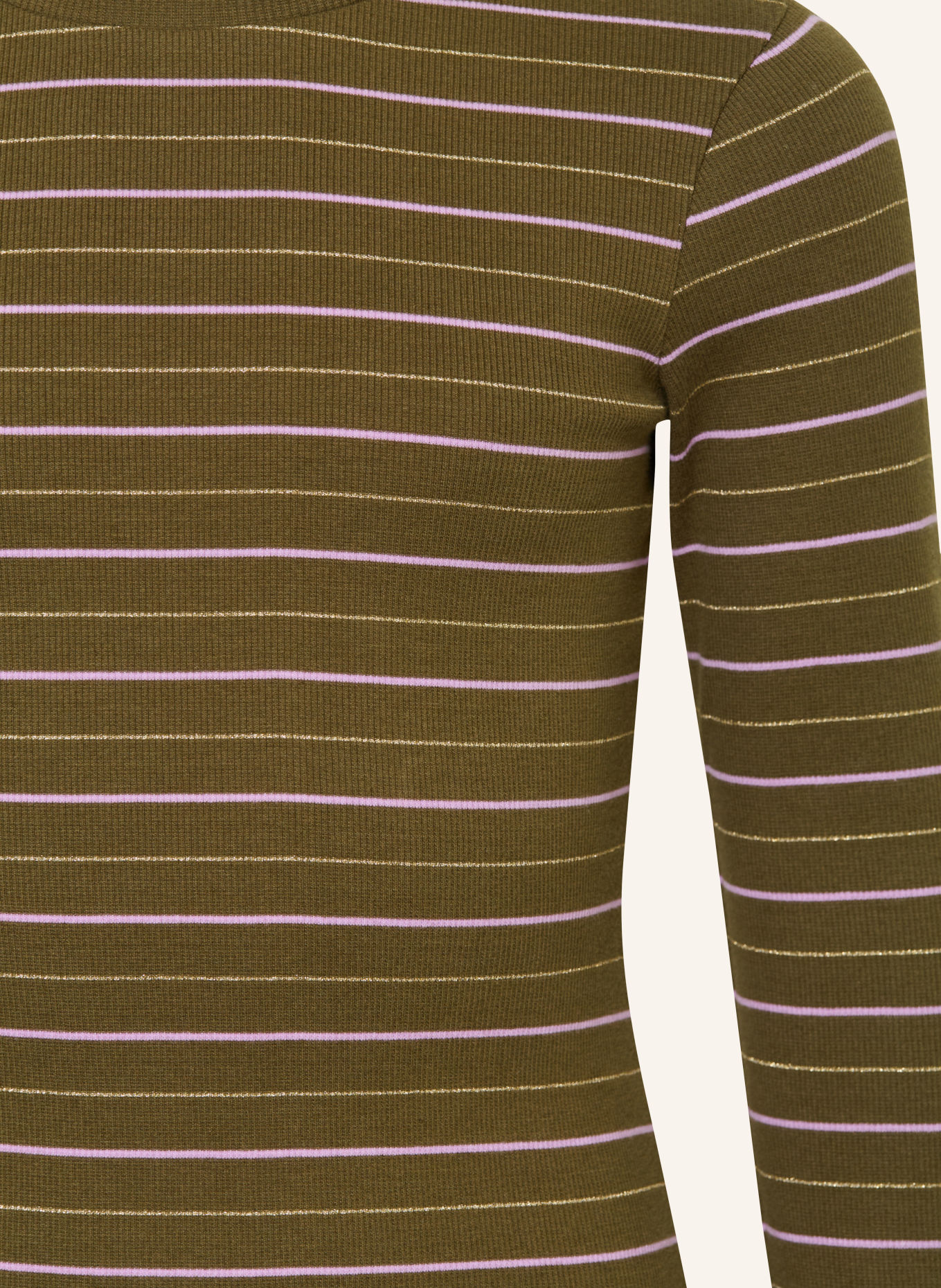 SCOTCH & SODA Longsleeve mit Glitzergarn: OLIV / GOLD / HELLLILA